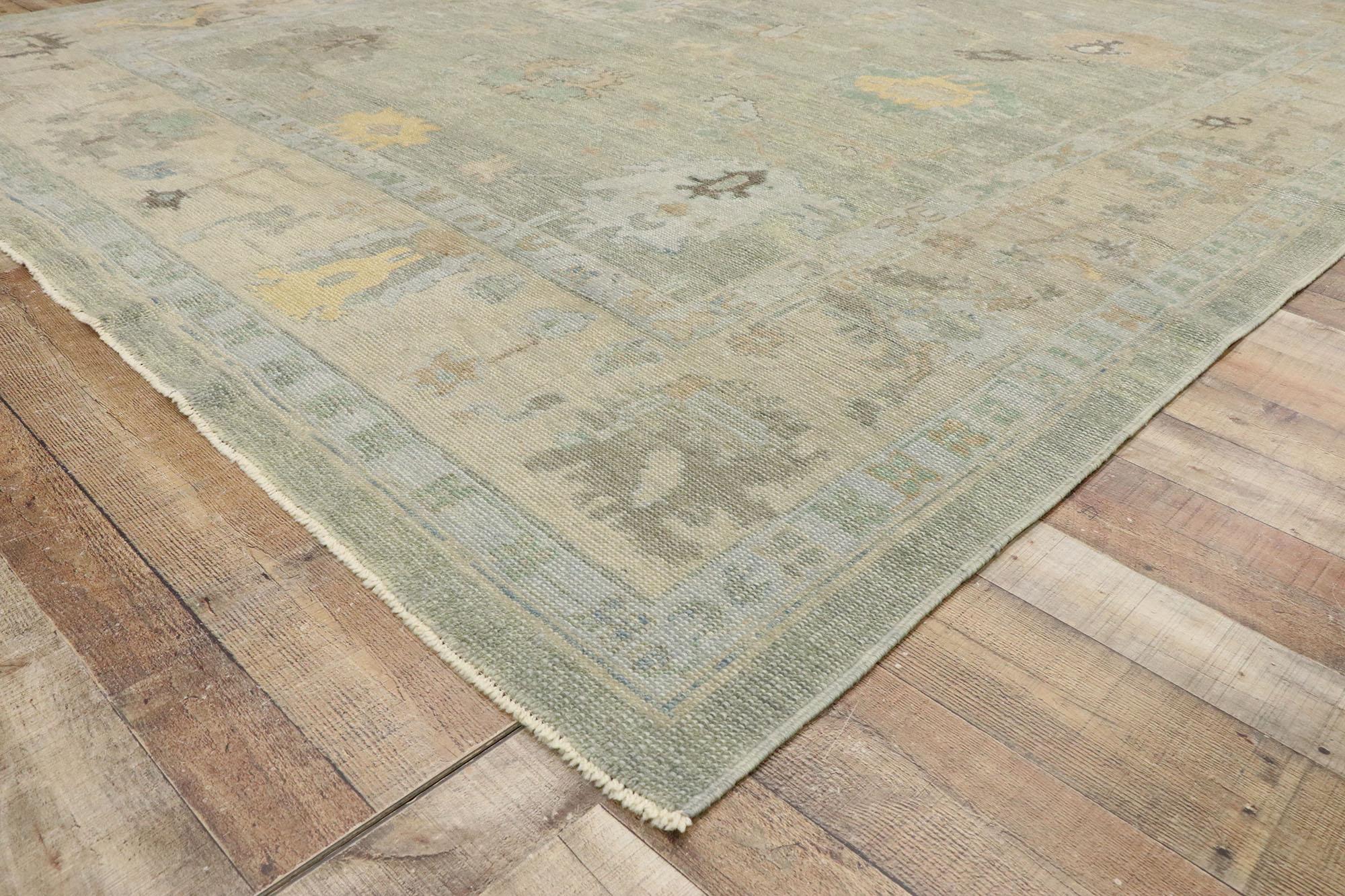New Contemporary Turkish Oushak Rug with Modern Coastal Colonial Style For Sale 1
