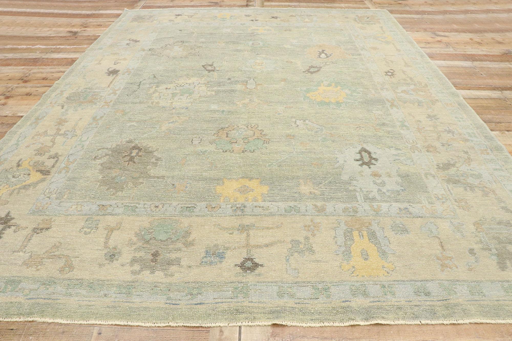 New Contemporary Turkish Oushak Rug with Modern Coastal Colonial Style For Sale 2
