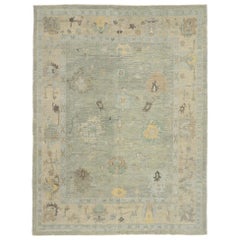 New Contemporary Turkish Oushak Rug with Modern Coastal Colonial Style