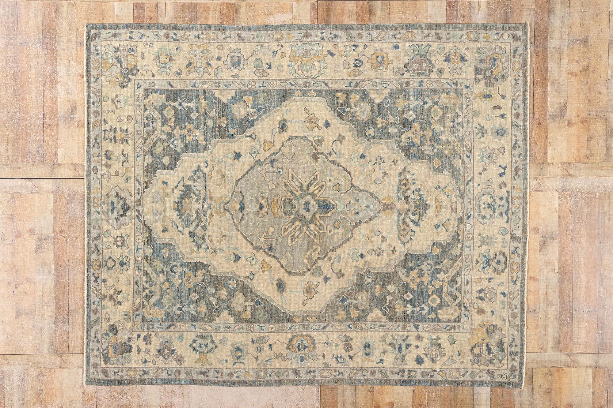 New Modern Turkish Oushak Carpet with Traditional Style For Sale 2