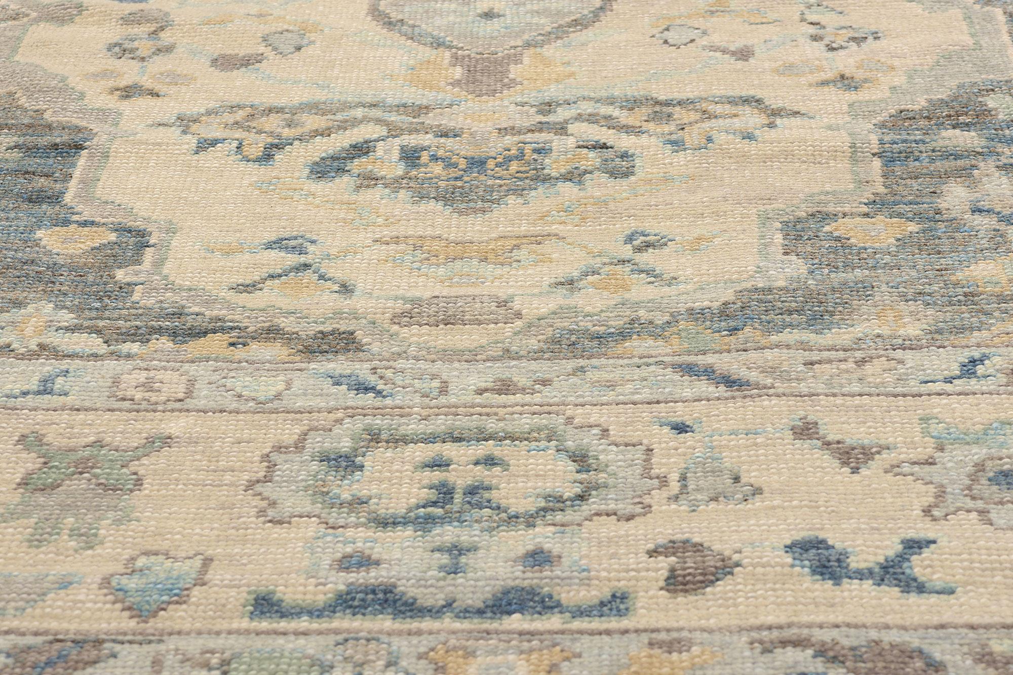 New Modern Turkish Oushak Carpet with Traditional Style In New Condition For Sale In Dallas, TX