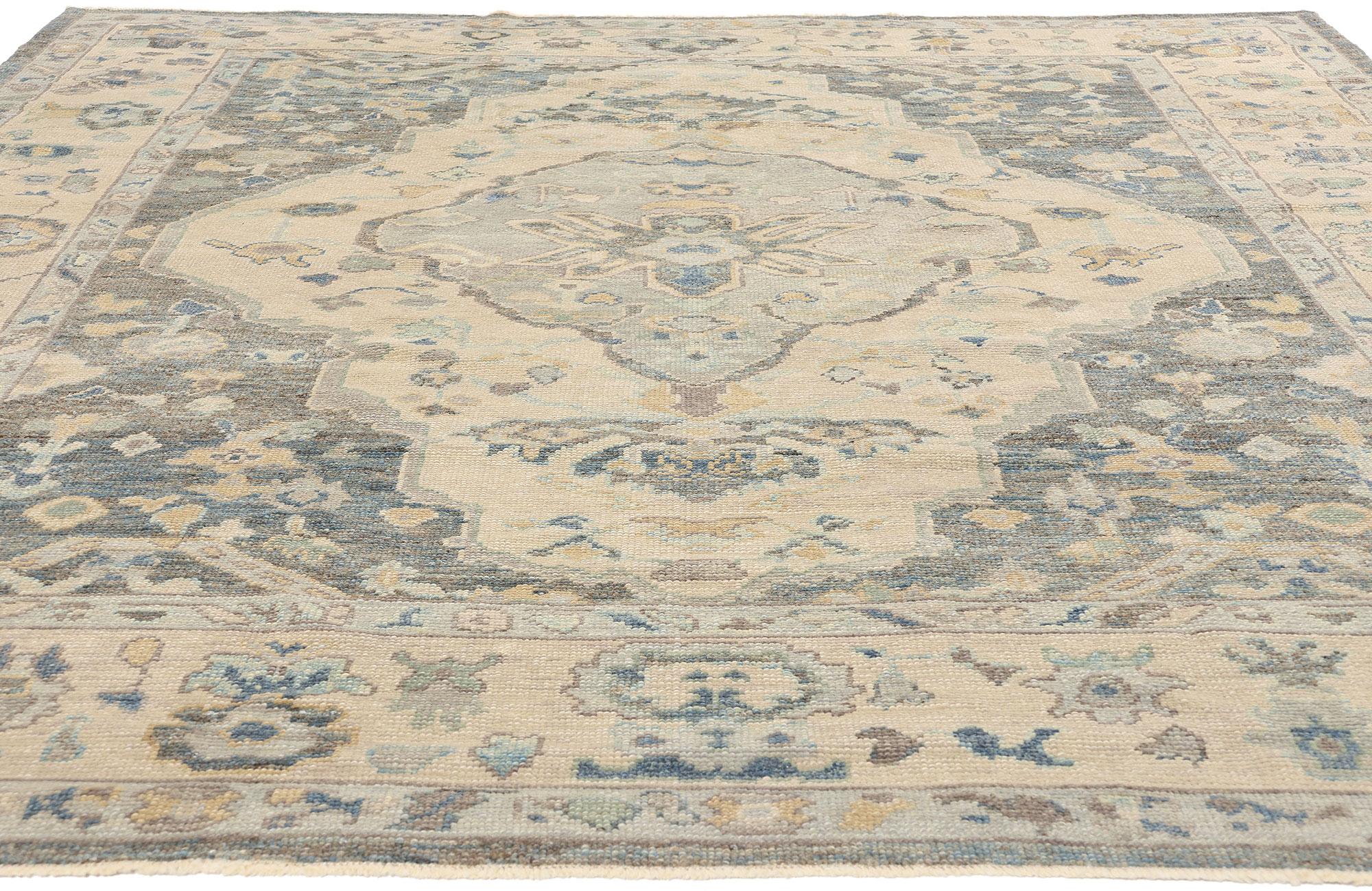 Aesthetic Movement New Modern Turkish Oushak Carpet with Traditional Style For Sale