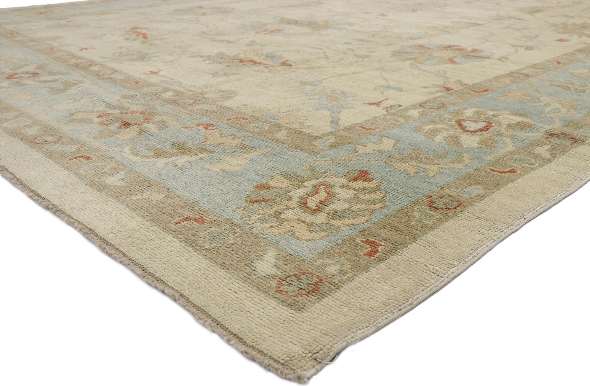 50860 New Contemporary Turkish Oushak rug with modern Coastal style. Blending elements from the modern world with nautical vibes, this hand knotted wool contemporary Turkish Oushak area rug will boost the coziness factor in nearly any space. It