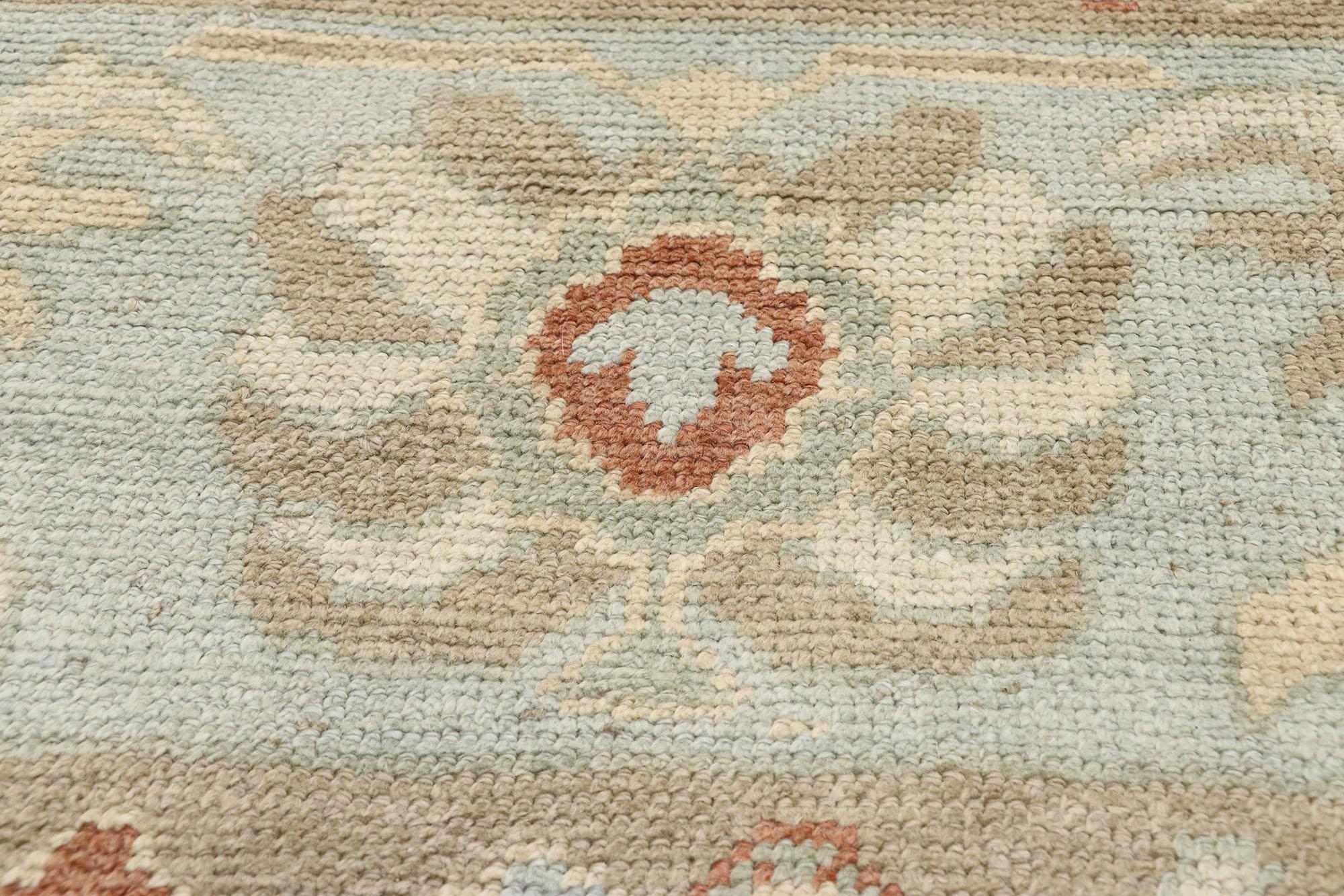 New Contemporary Turkish Oushak Rug with Modern Coastal Style In New Condition For Sale In Dallas, TX