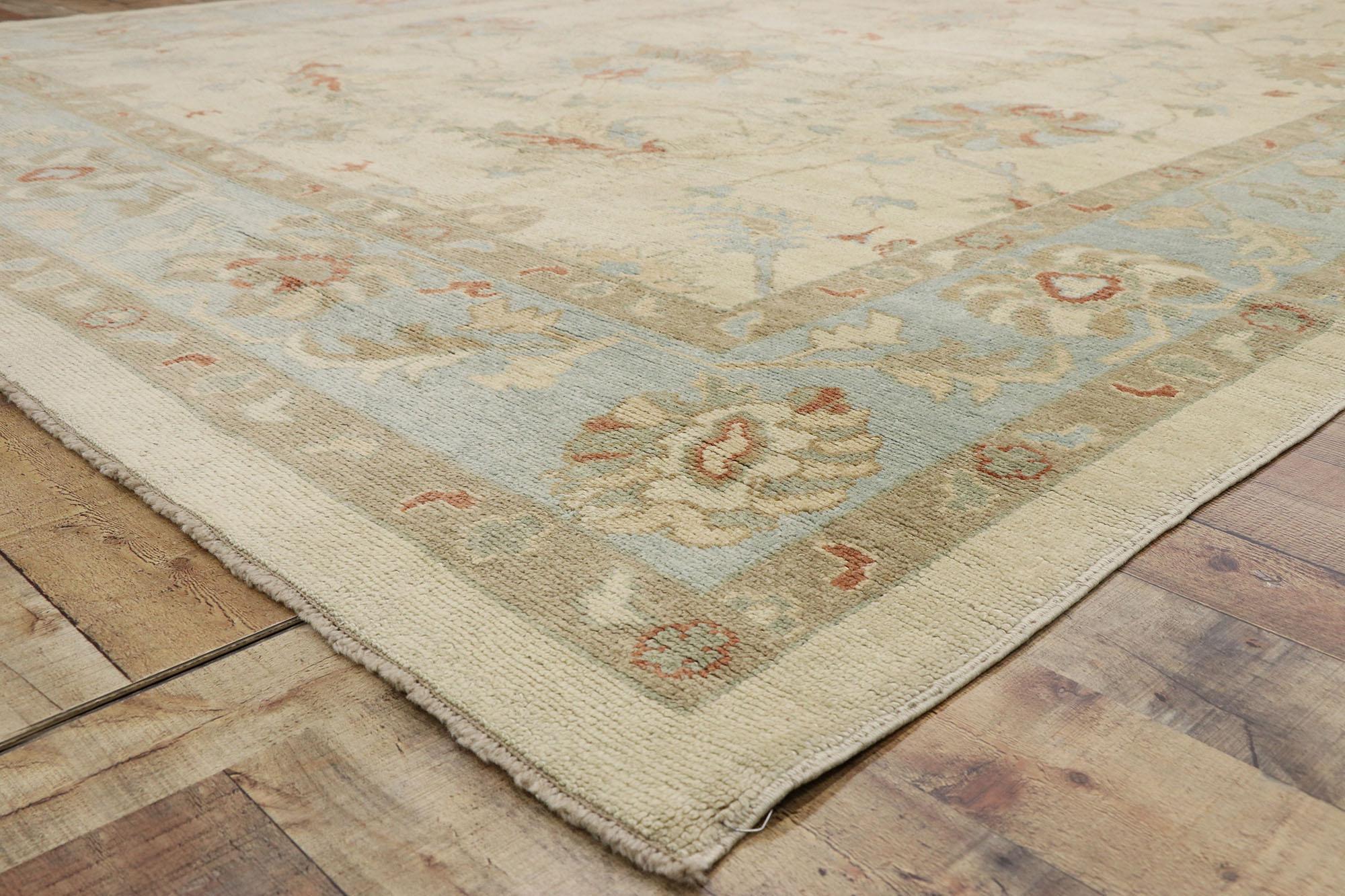 New Contemporary Turkish Oushak Rug with Modern Coastal Style For Sale 1