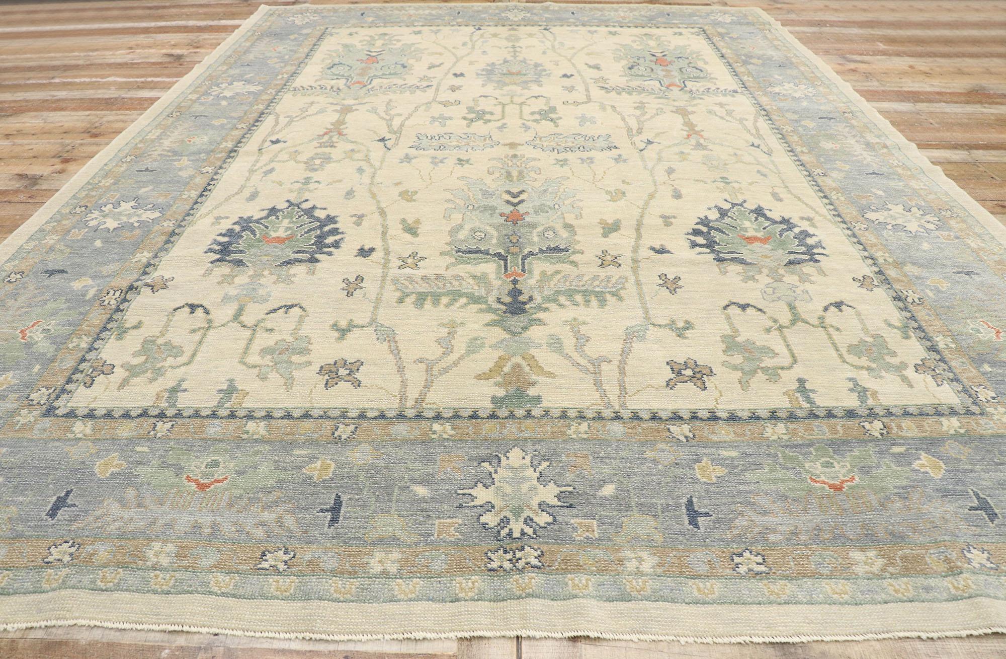 New Contemporary Turkish Oushak Rug with Modern Coastal Style For Sale 2