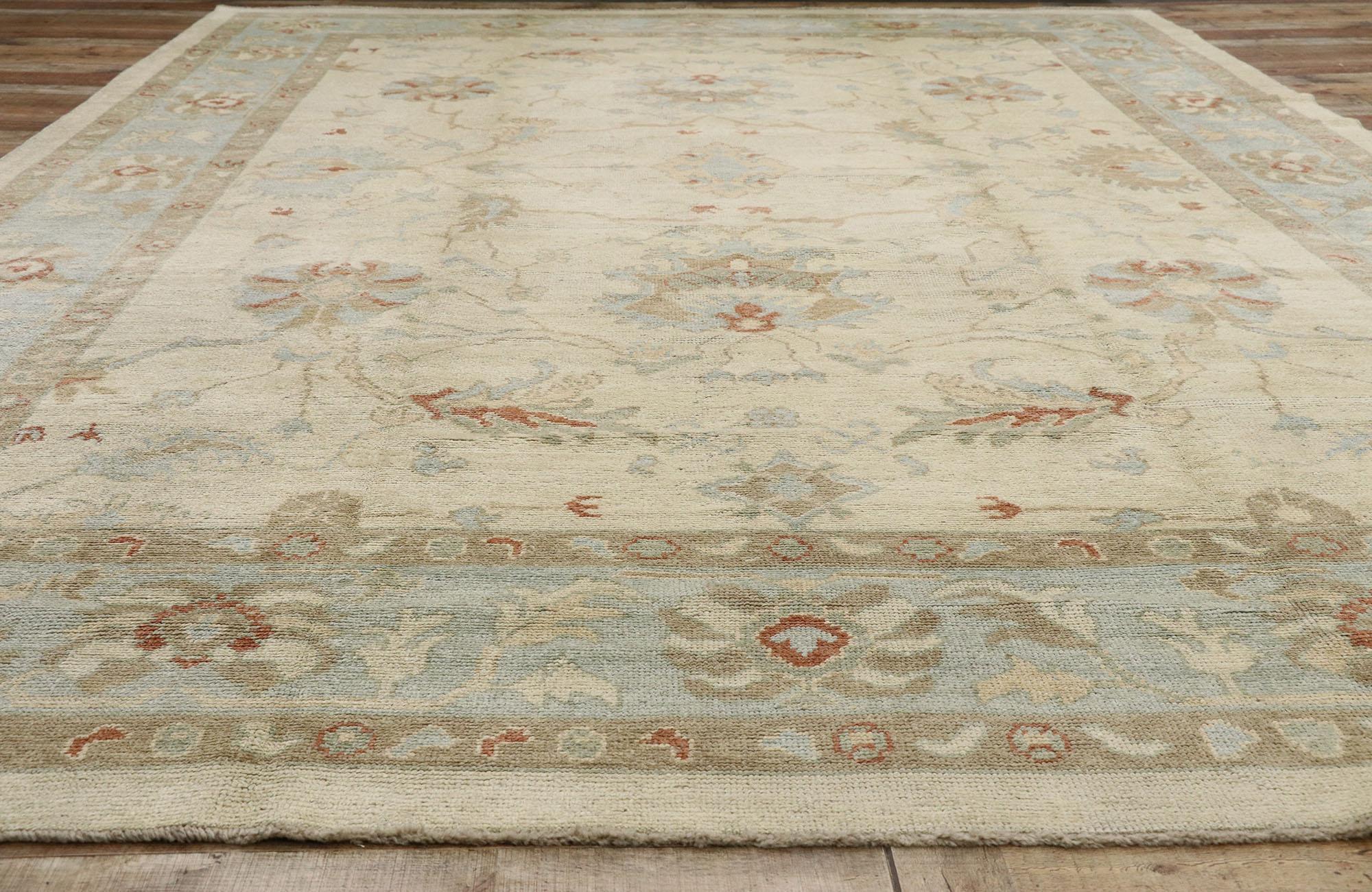 New Contemporary Turkish Oushak Rug with Modern Coastal Style For Sale 2