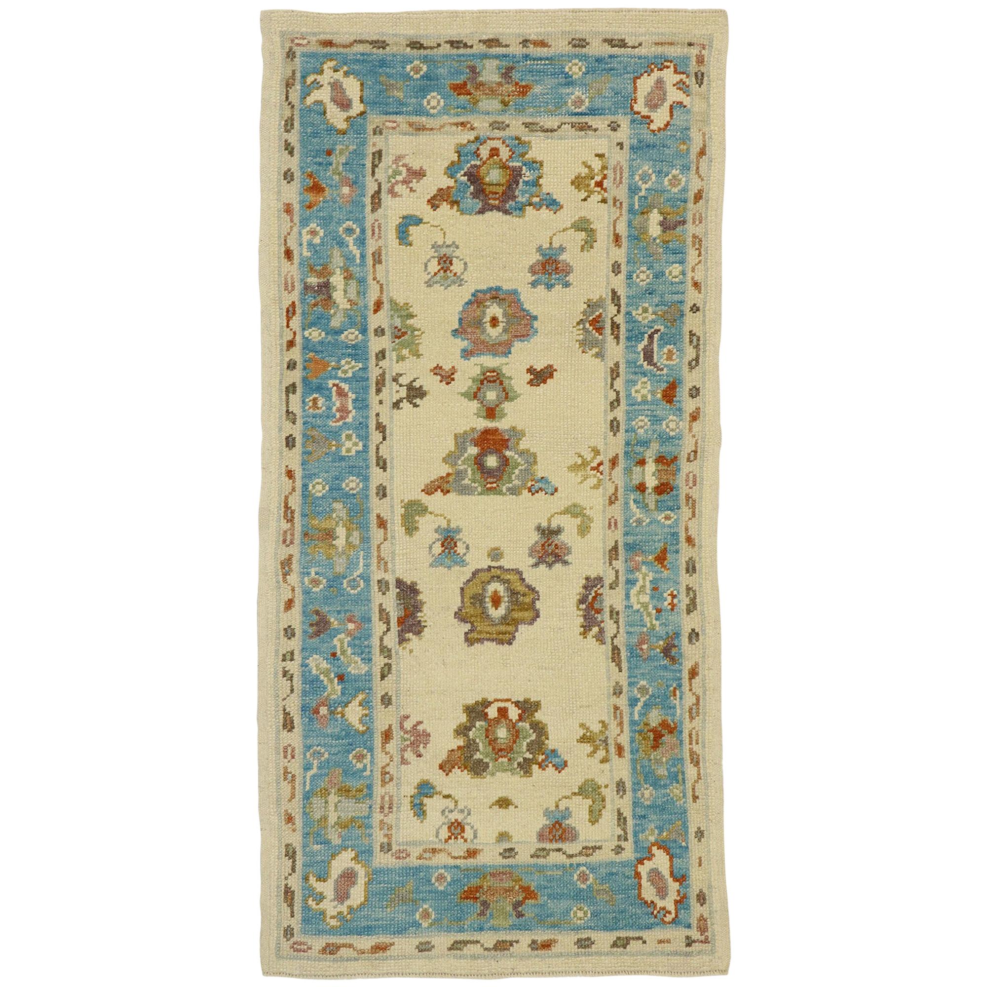 New Contemporary Turkish Oushak Rug with Modern Coastal Style