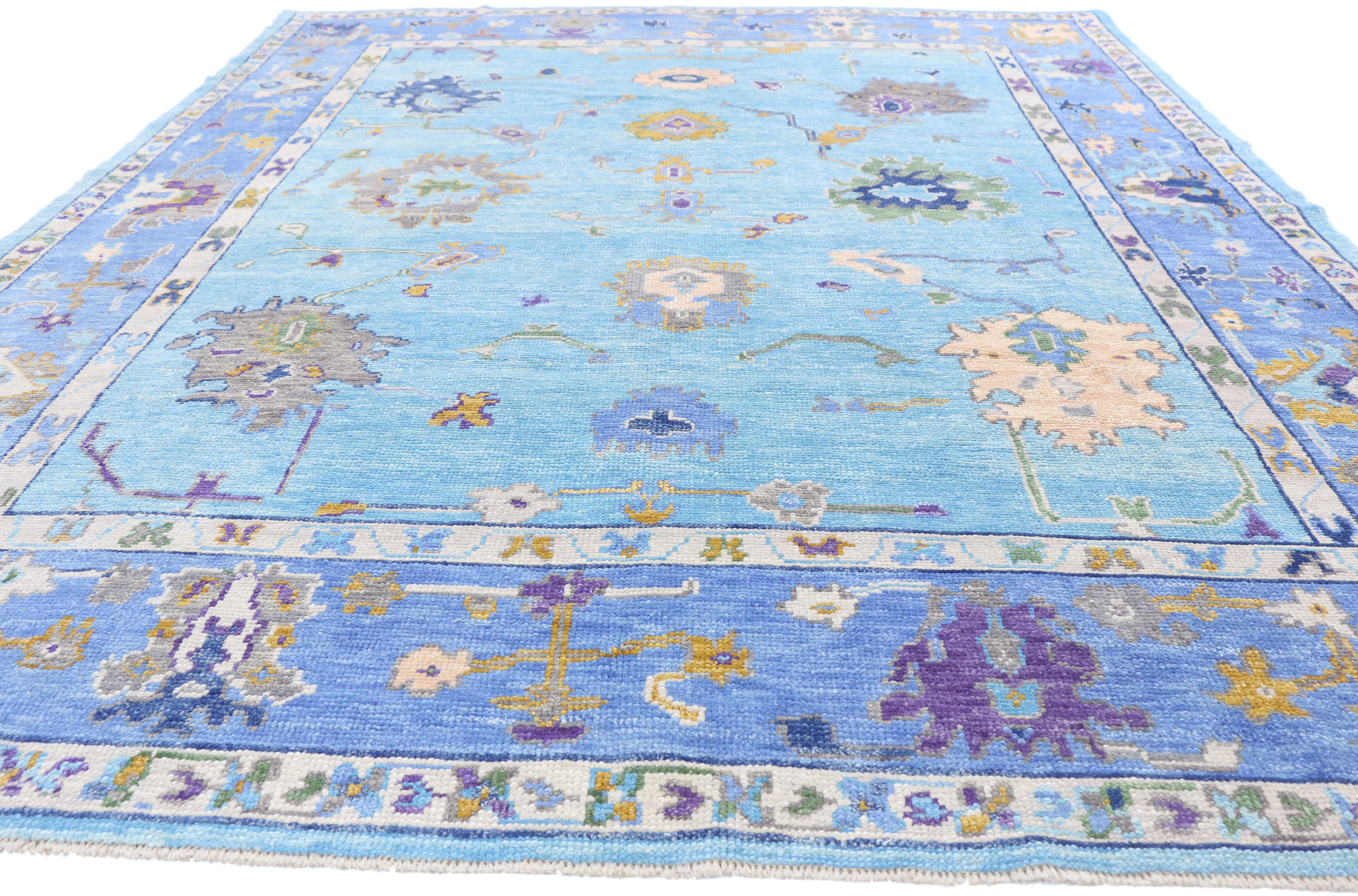New Contemporary Turkish Oushak Rug with Modern Colors and Expressionist Style 7