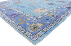 Nouveau tapis contemporain turc Oushak aux couleurs modernes et au style expressionniste