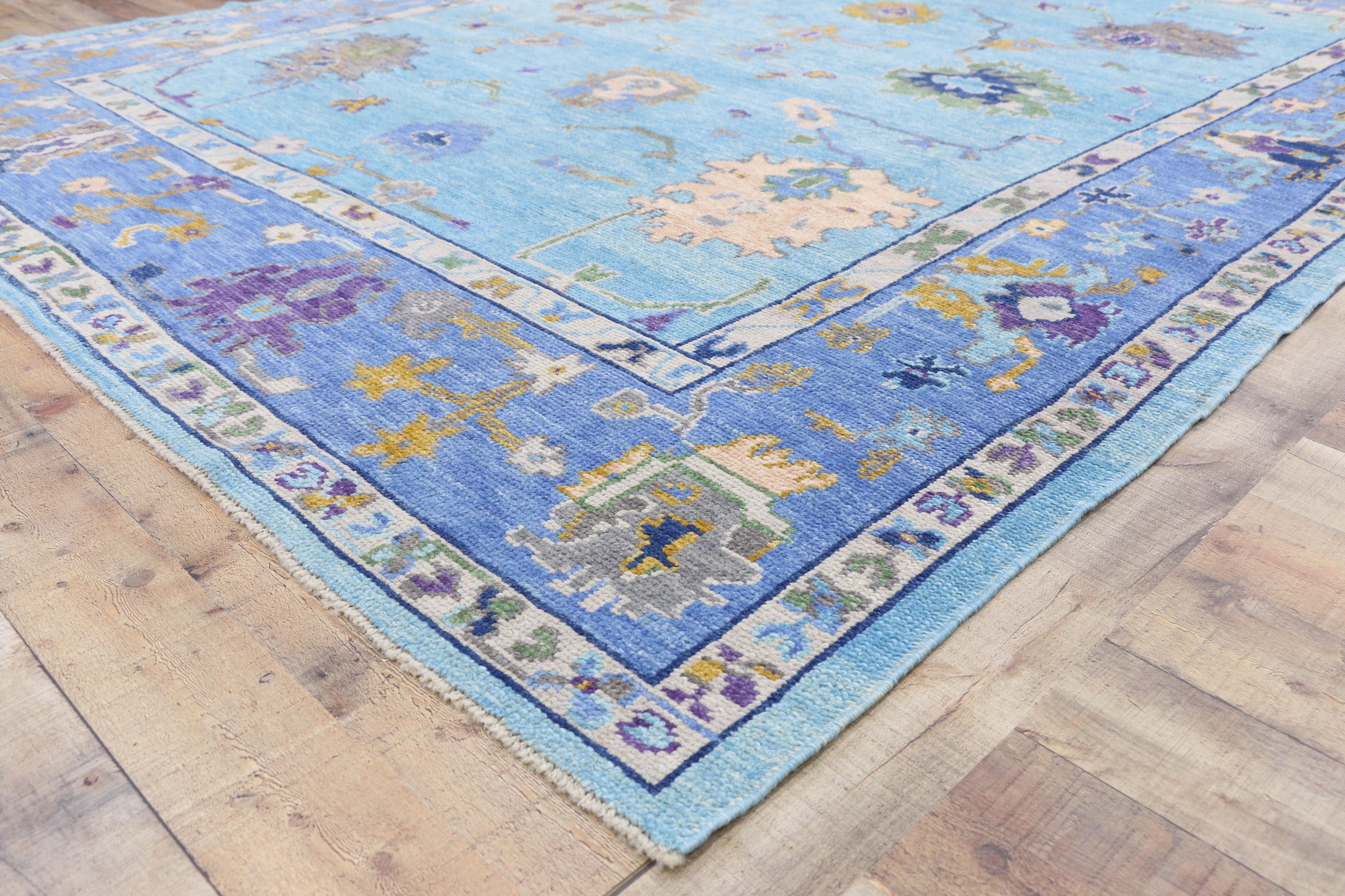 New Contemporary Turkish Oushak Rug with Modern Colors and Expressionist Style 2