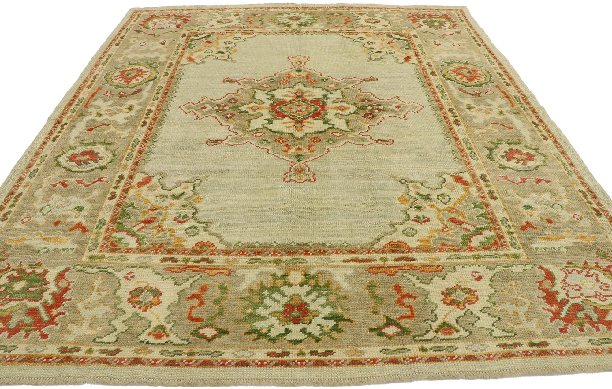 Hand-Knotted New Contemporary Turkish Oushak Rug with Modern Eclectic Craftsman Style For Sale