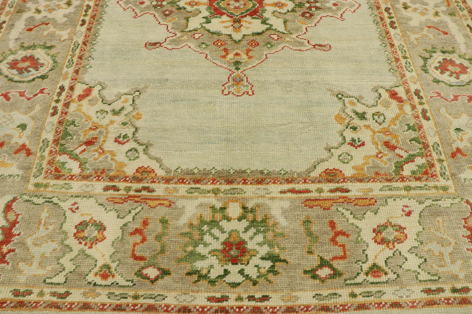 New Contemporary Turkish Oushak Rug with Modern Eclectic Craftsman Style In New Condition For Sale In Dallas, TX