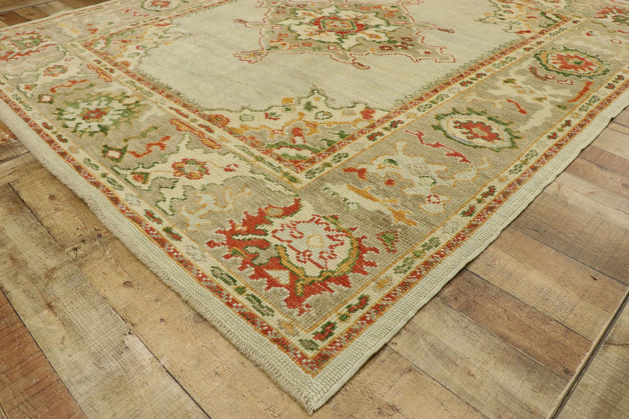 New Contemporary Turkish Oushak Rug with Modern Eclectic Craftsman Style For Sale 1
