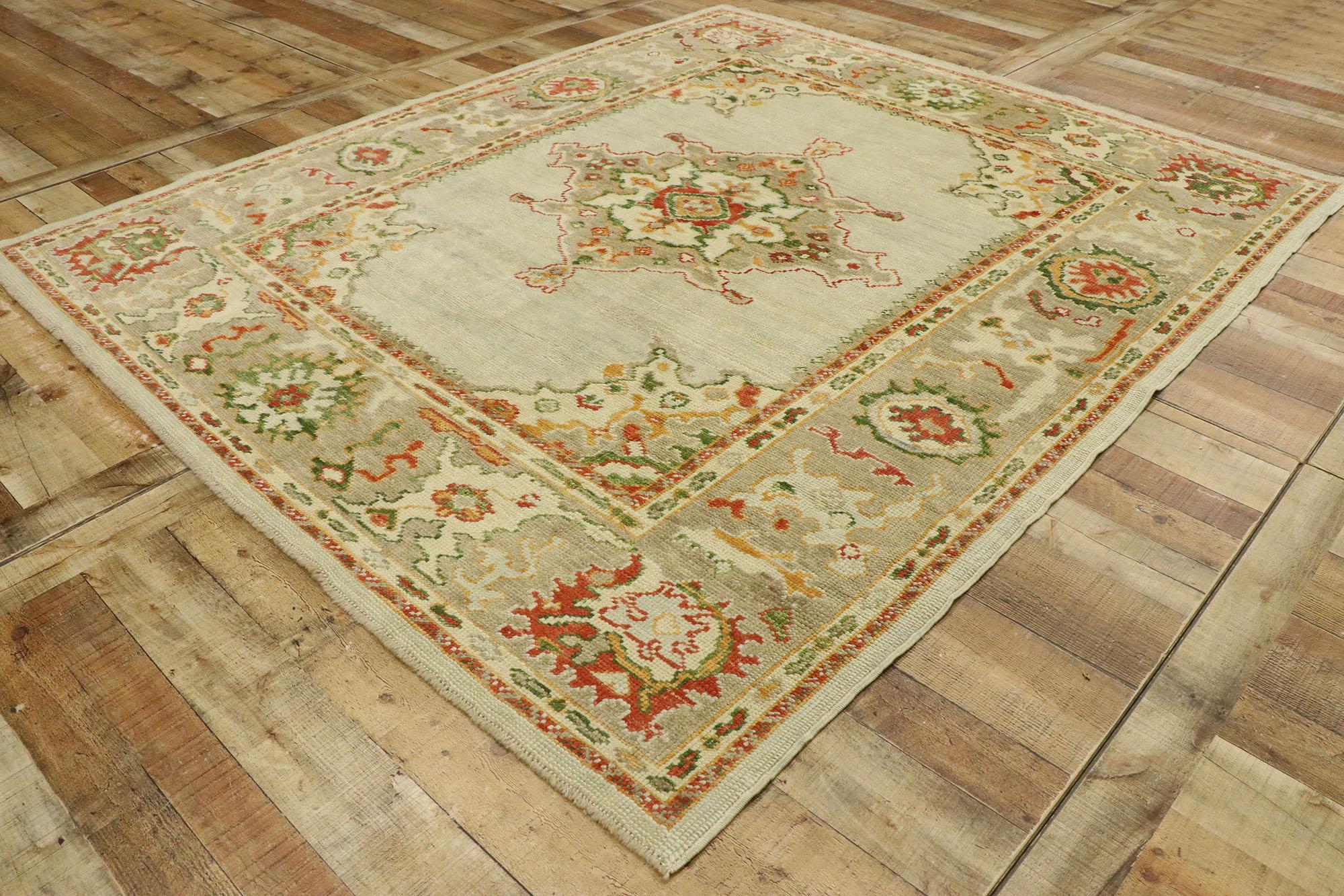 New Contemporary Turkish Oushak Rug with Modern Eclectic Craftsman Style For Sale 2