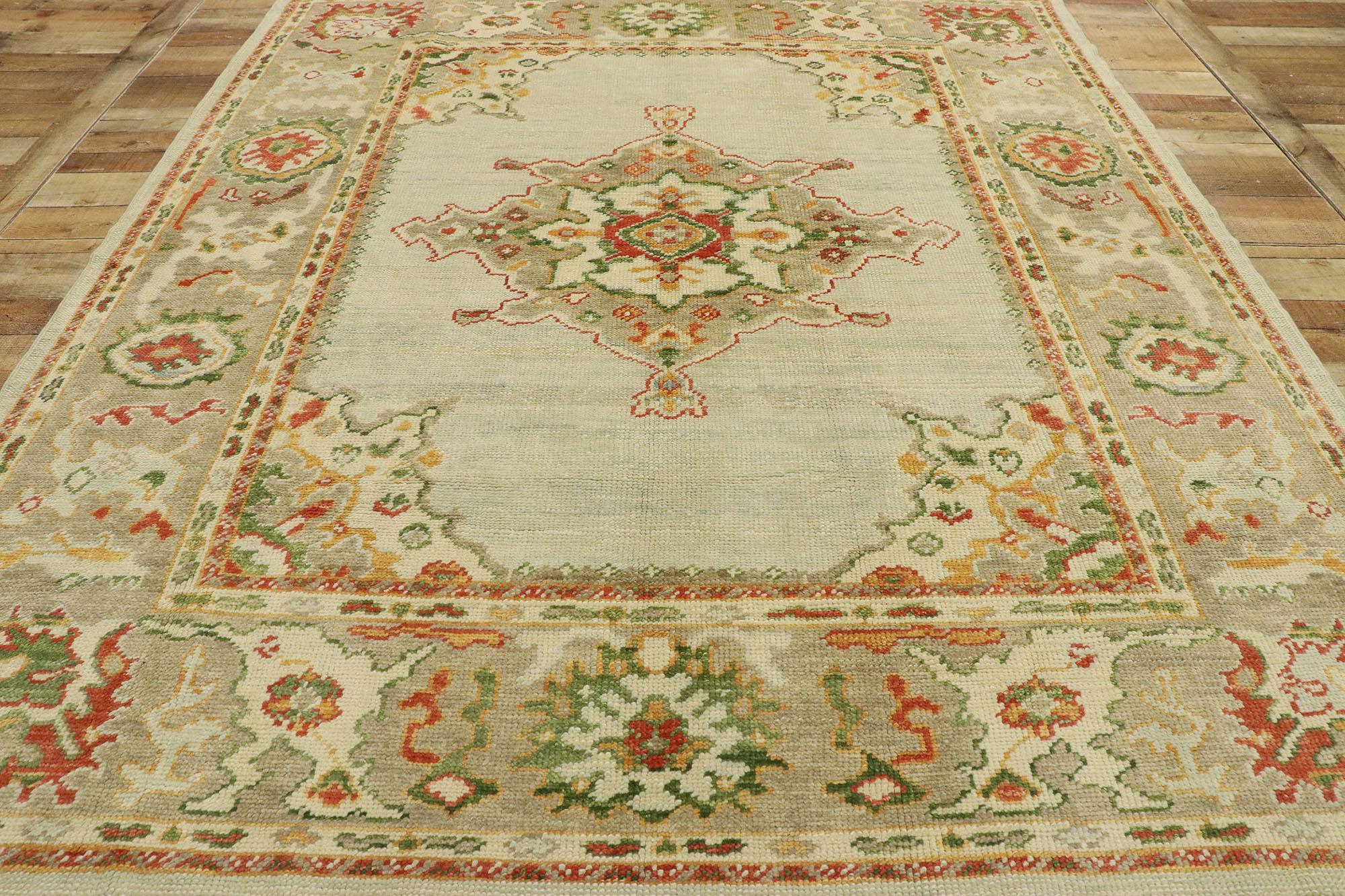 New Contemporary Turkish Oushak Rug with Modern Eclectic Craftsman Style For Sale 4