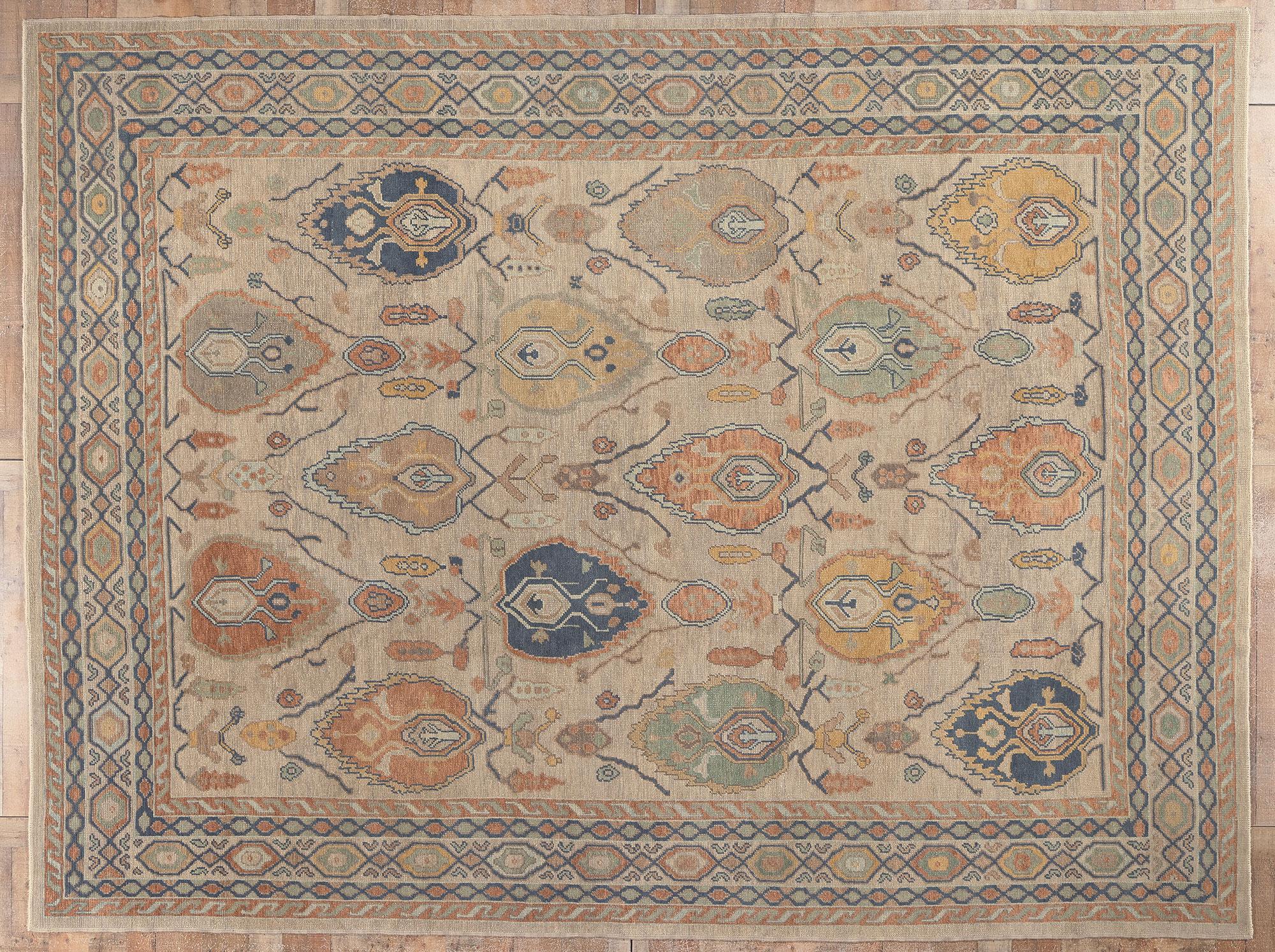 Nuovo tappeto turco Oushak contemporaneo dallo stile moderno, 10'04 x 13'09 in vendita 2