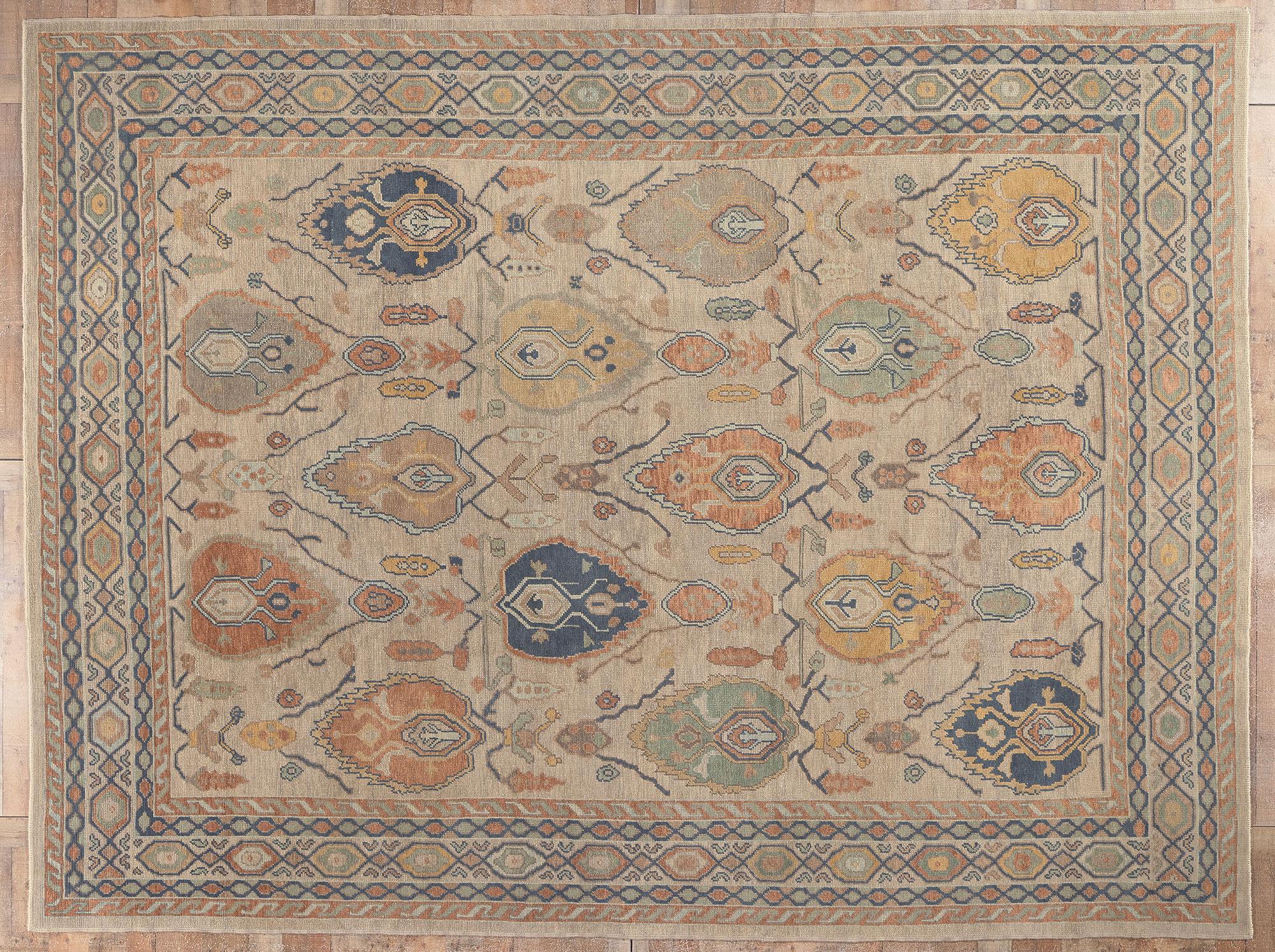 Modern Oushak Turkish Rug, Timeless Sophistication Meets Contemporary Elegance For Sale 4