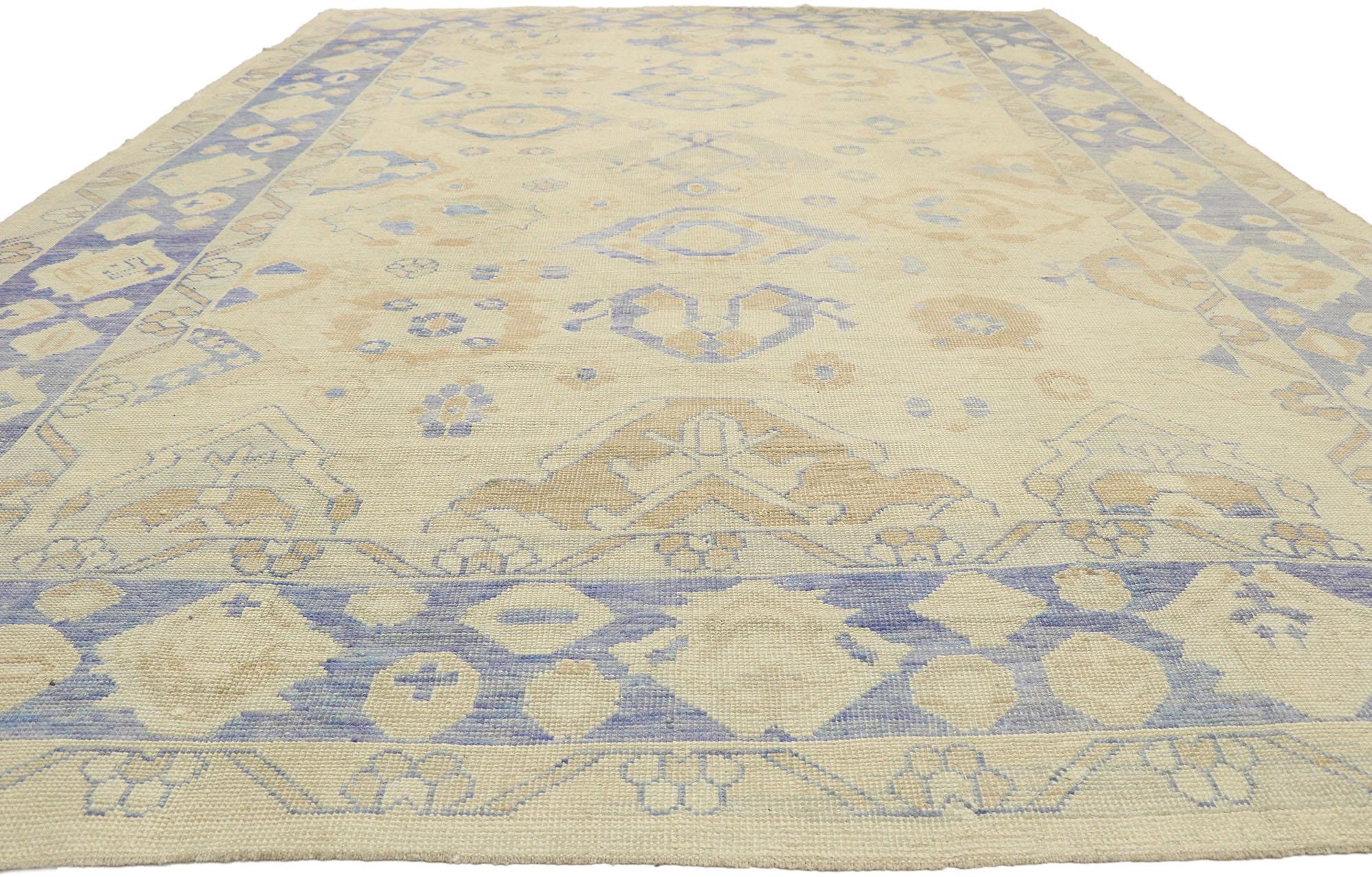Hand-Knotted New Contemporary Turkish Oushak Rug with Modern Martha's Vineyard Style For Sale