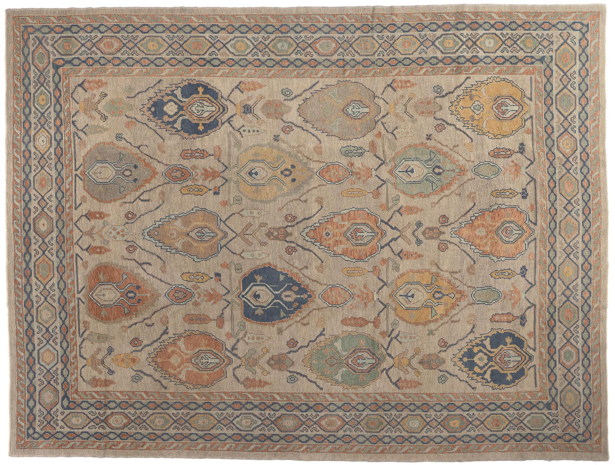 Modern Oushak Turkish Rug, Timeless Sophistication Meets Contemporary Elegance For Sale 5