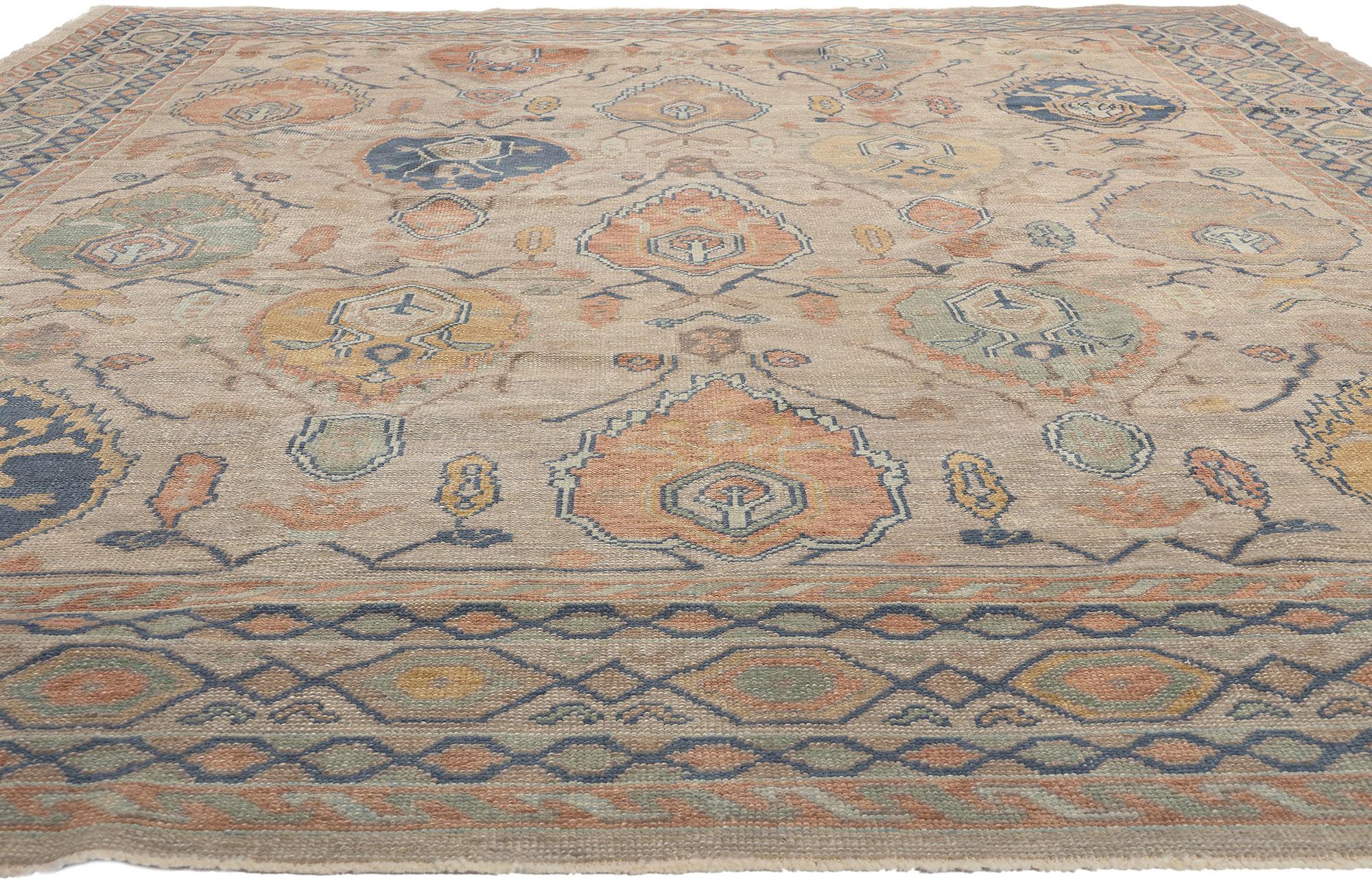 Hand-Knotted Modern Oushak Turkish Rug, Timeless Sophistication Meets Contemporary Elegance For Sale