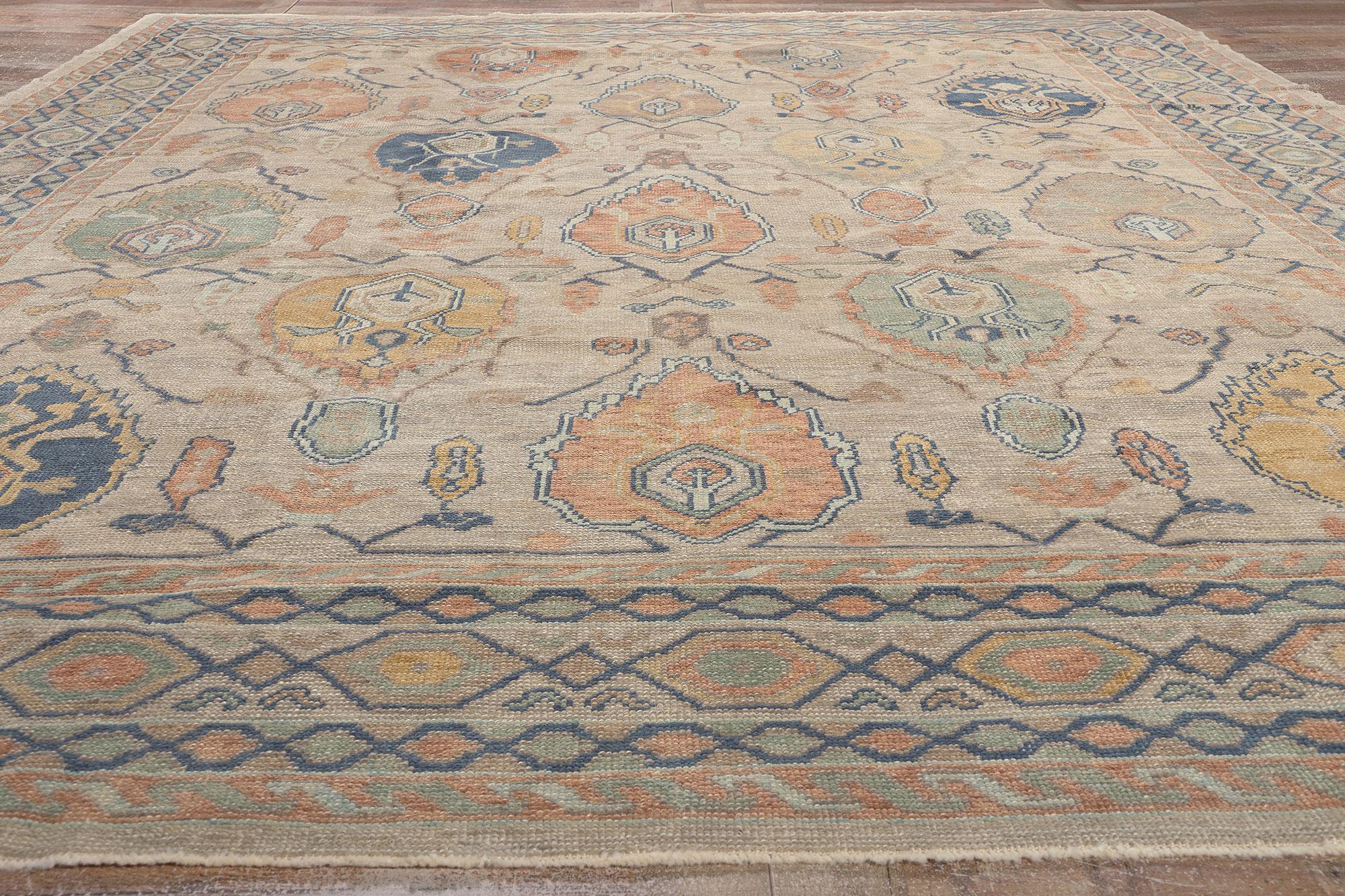 Modern Oushak Turkish Rug, Timeless Sophistication Meets Contemporary Elegance For Sale 3