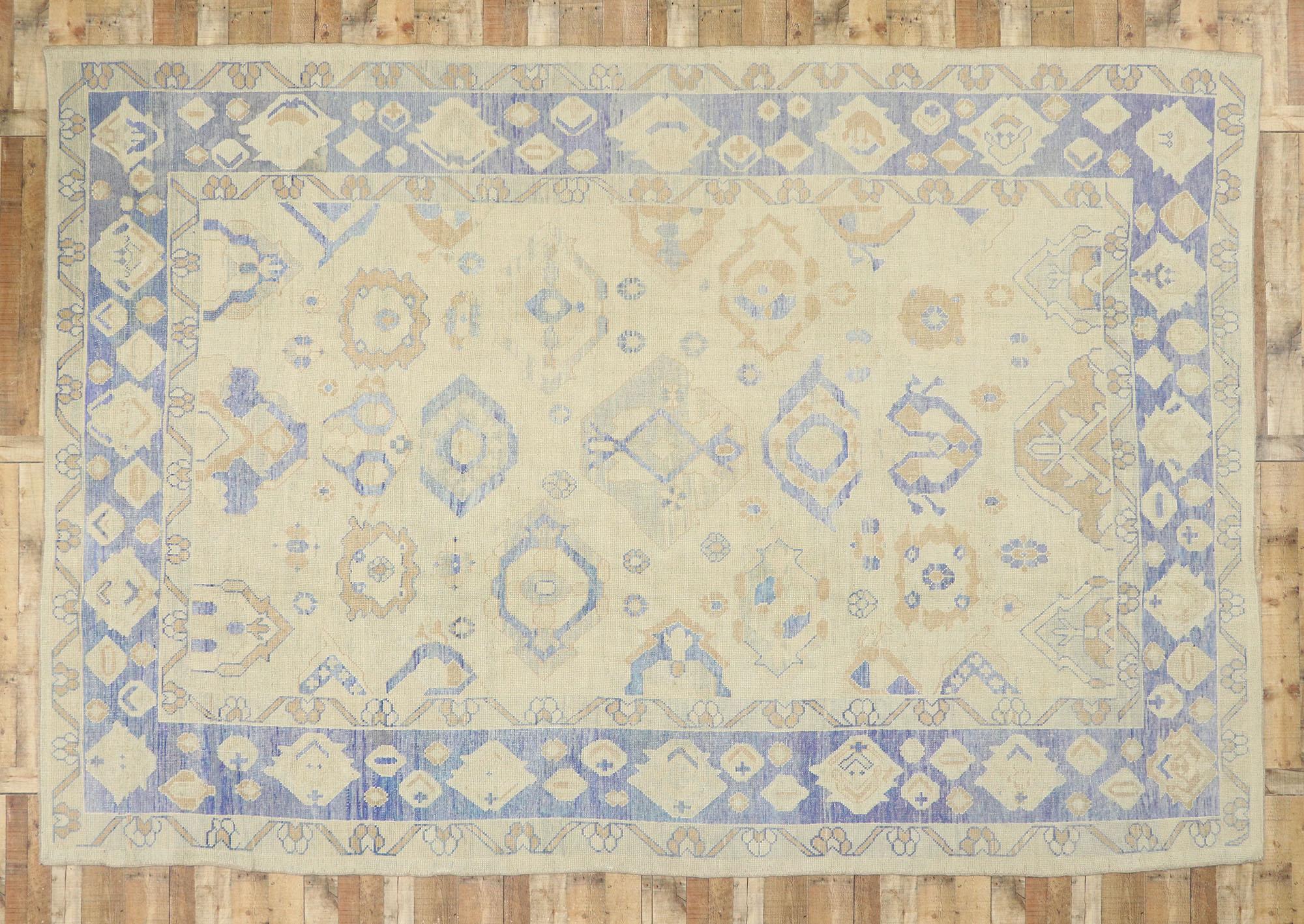 New Contemporary Turkish Oushak Rug with Modern Martha's Vineyard Style For Sale 3