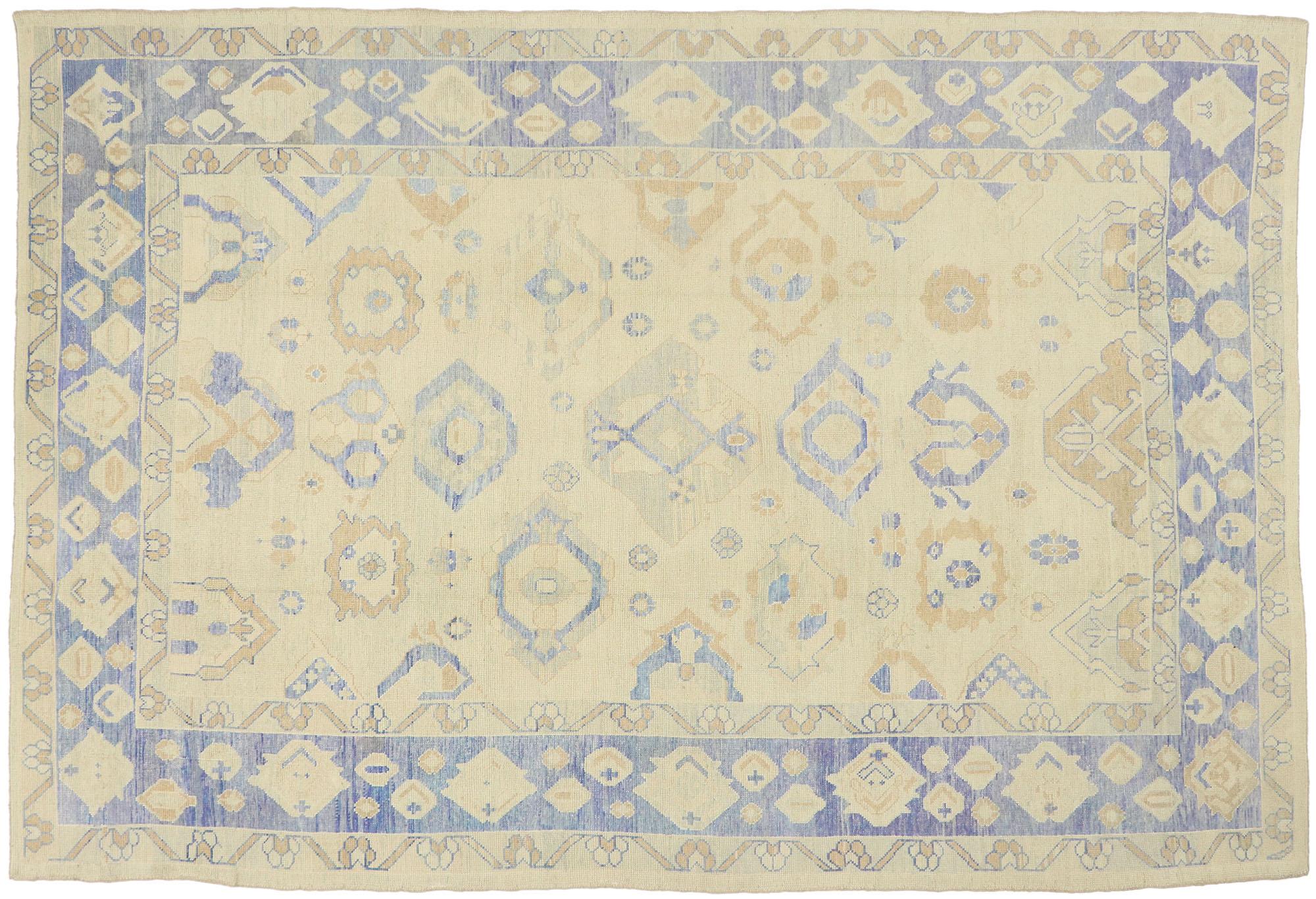 New Contemporary Turkish Oushak Rug with Modern Martha's Vineyard Style For Sale 4