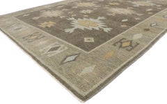 Modern Earth-Tone Turkish Oushak Rug, Subtle Southwest Meets Luxury Lodge