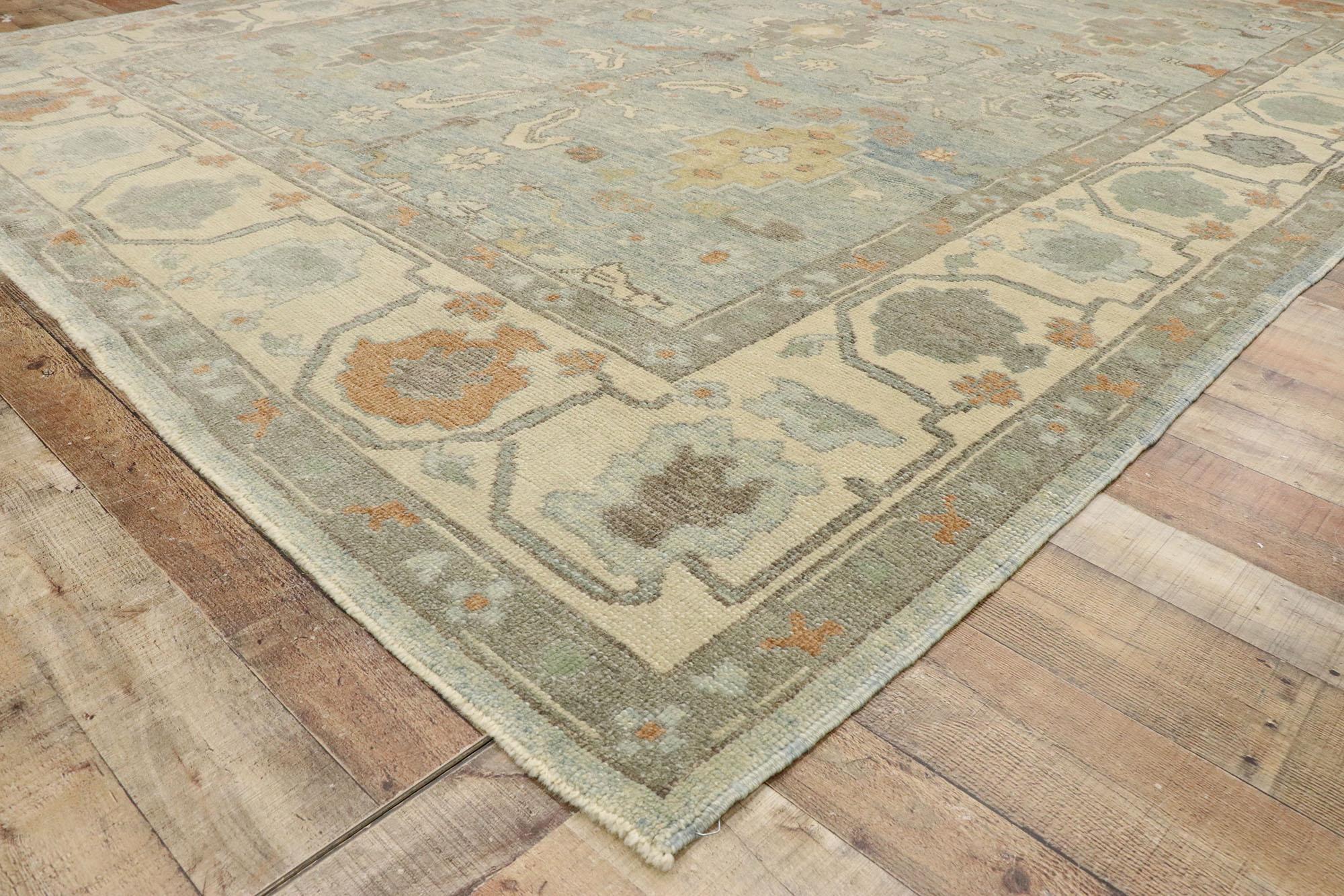 New Contemporary Turkish Oushak Rug with Modern New England Cape Cod Style 1