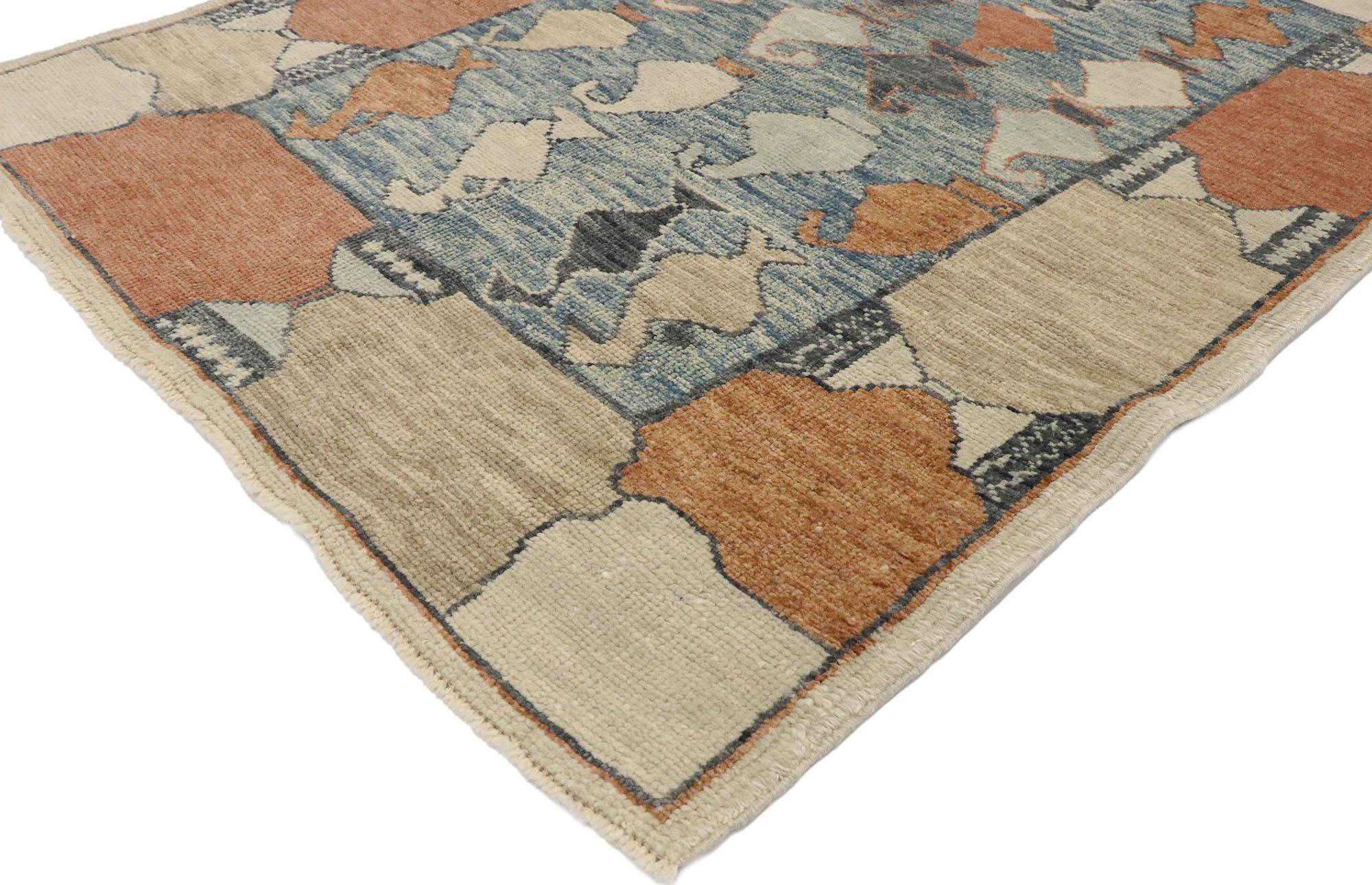 Hand-Knotted New Contemporary Turkish Oushak Rug with Modern Rustic Italian Style