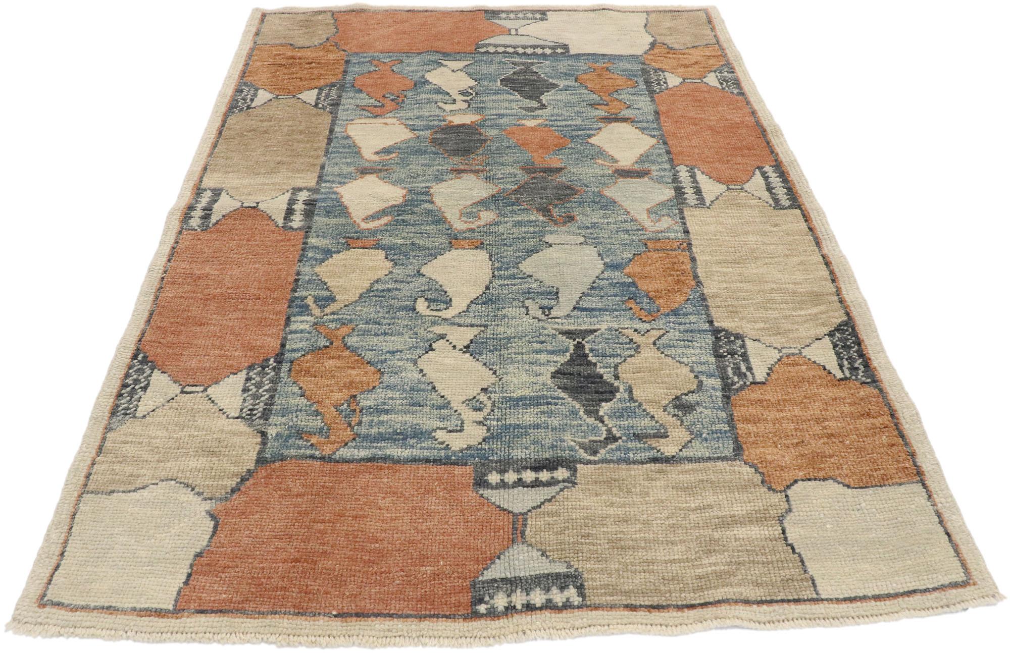 New Contemporary Turkish Oushak Rug with Modern Rustic Italian Style In New Condition In Dallas, TX
