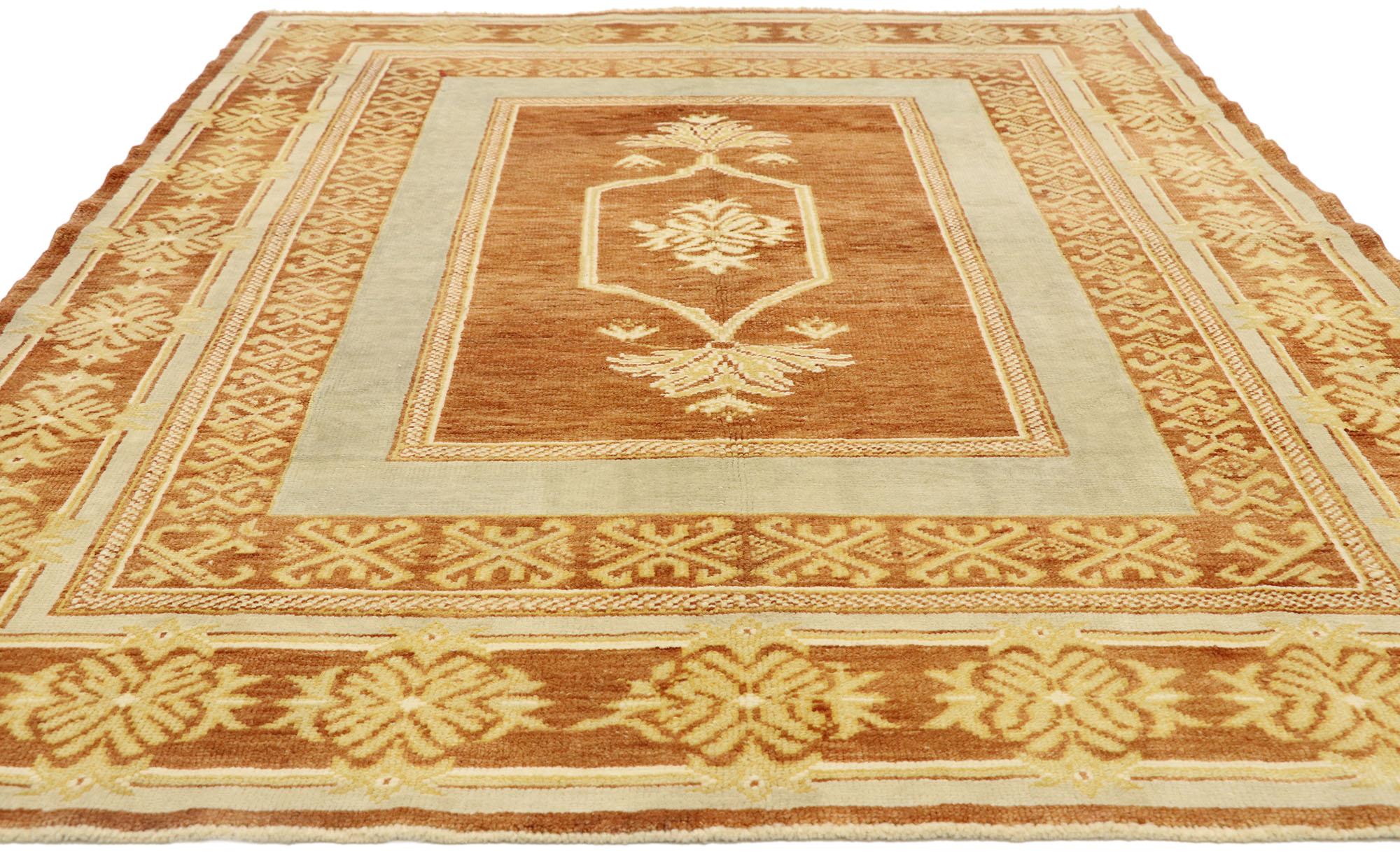 Hand-Knotted New Contemporary Turkish Oushak Rug with Modern Rustic Mediterranean Style For Sale