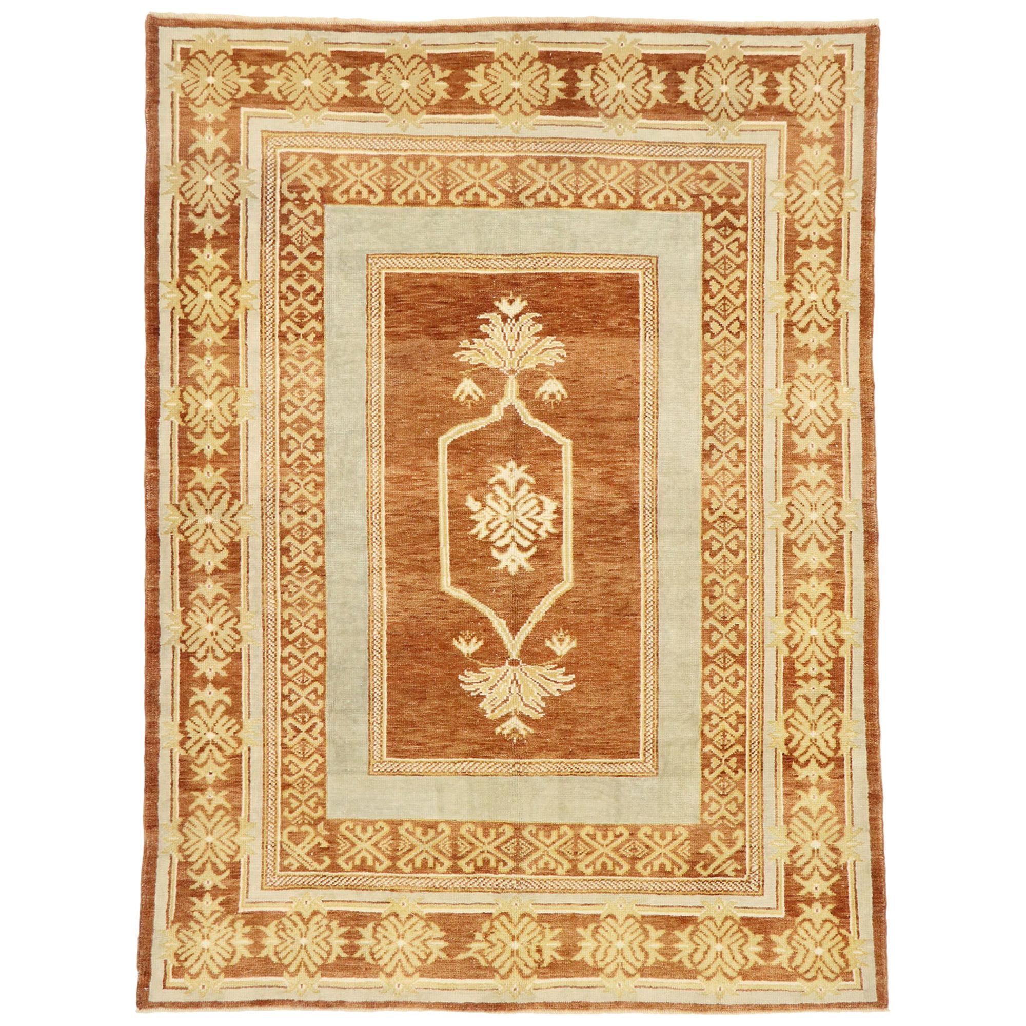 New Contemporary Turkish Oushak Rug with Modern Rustic Mediterranean Style For Sale