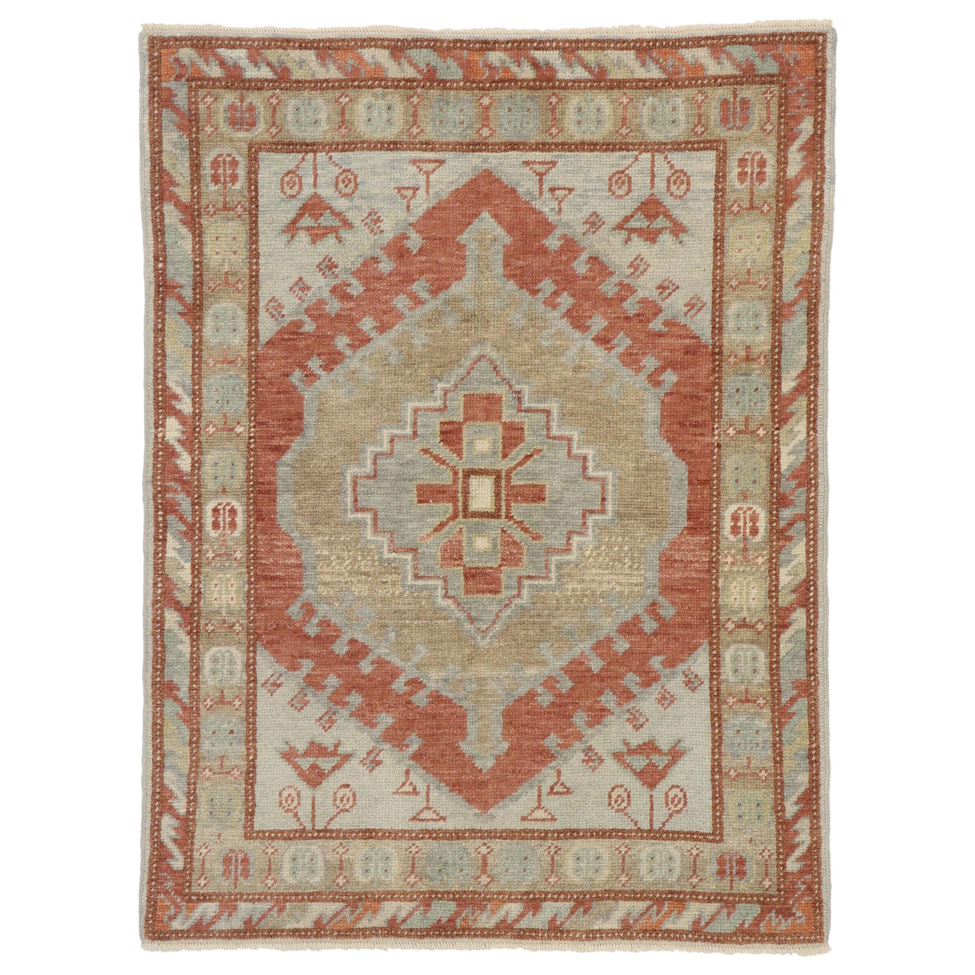 New Contemporary Turkish Oushak Rug with Modern Rustic Tribal Style For Sale