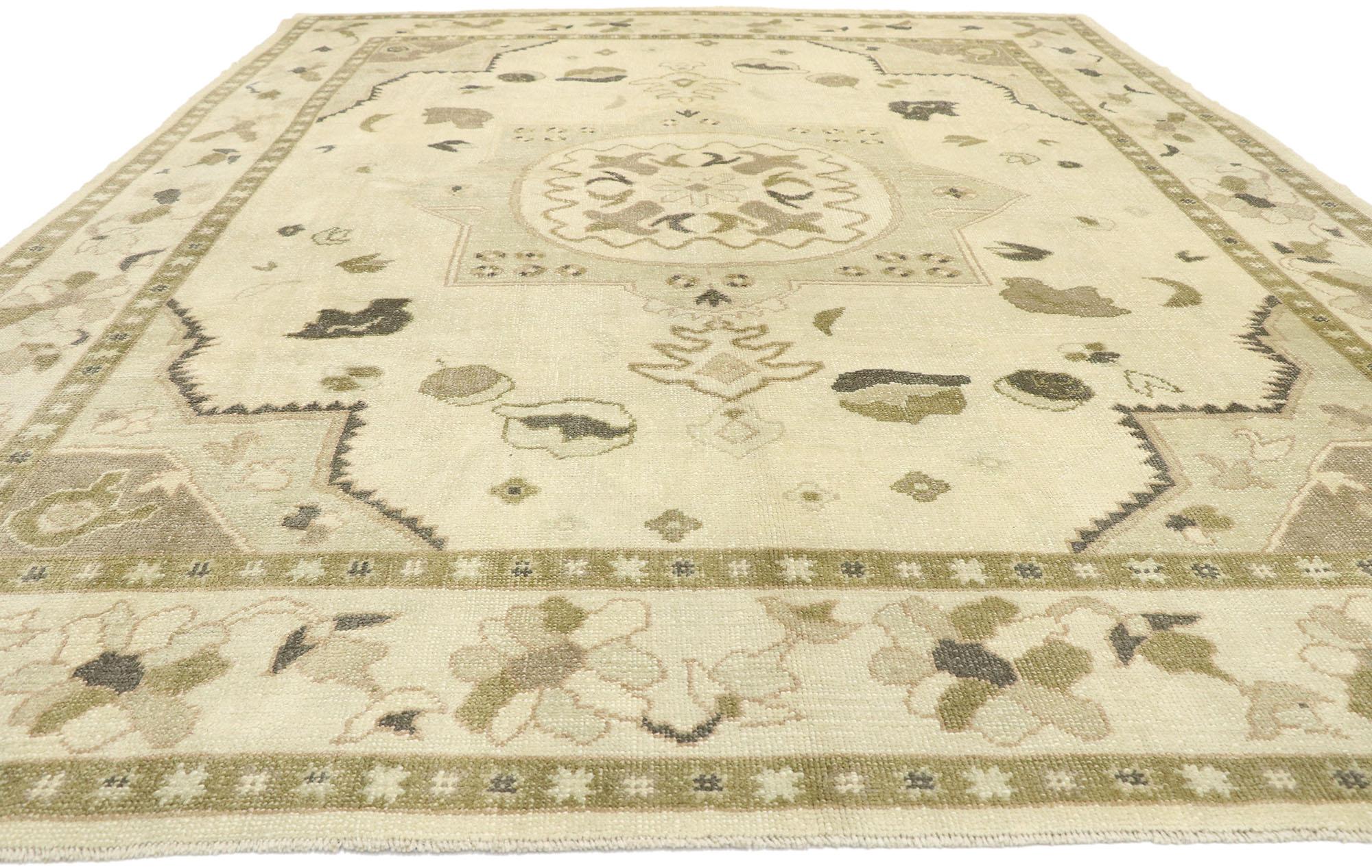Hand-Knotted New Contemporary Turkish Oushak Rug with Modern Shaker Style For Sale