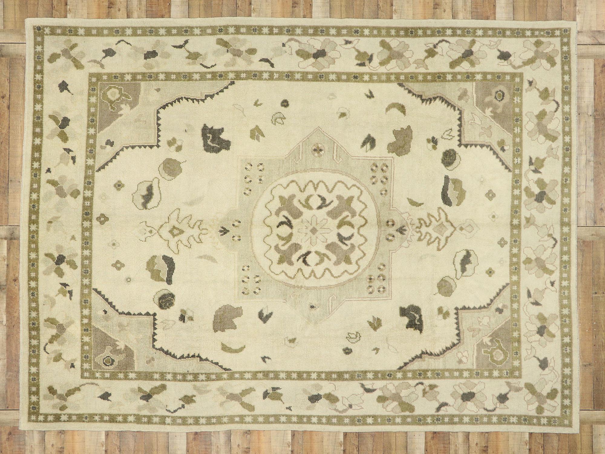 New Contemporary Turkish Oushak Rug with Modern Shaker Style For Sale 3