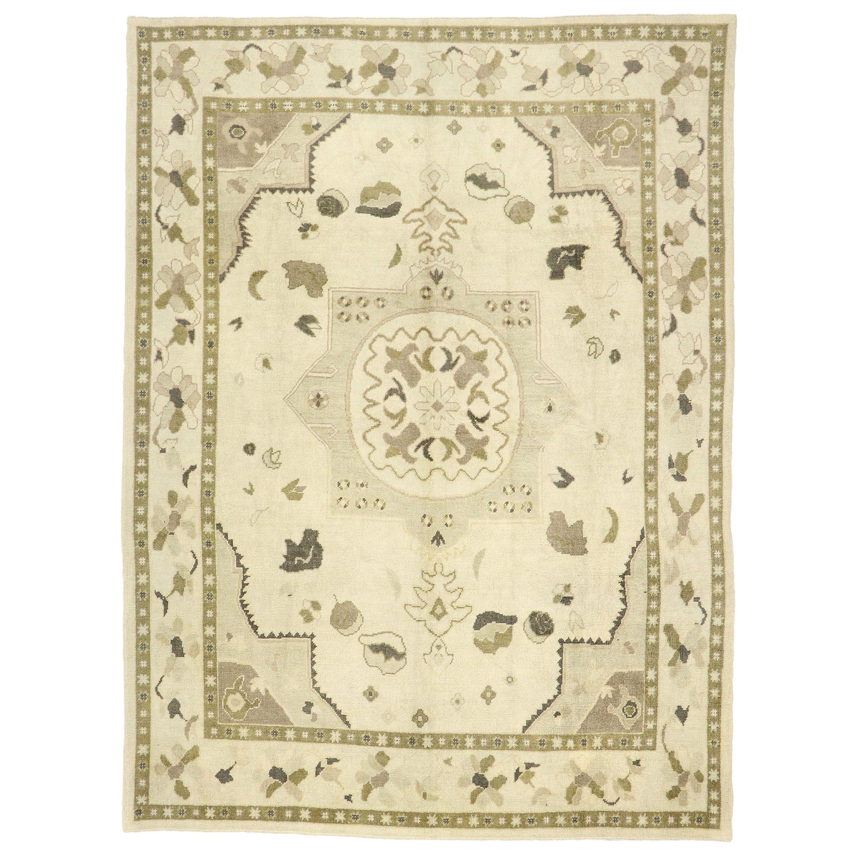 New Contemporary Turkish Oushak Rug with Modern Shaker Style For Sale