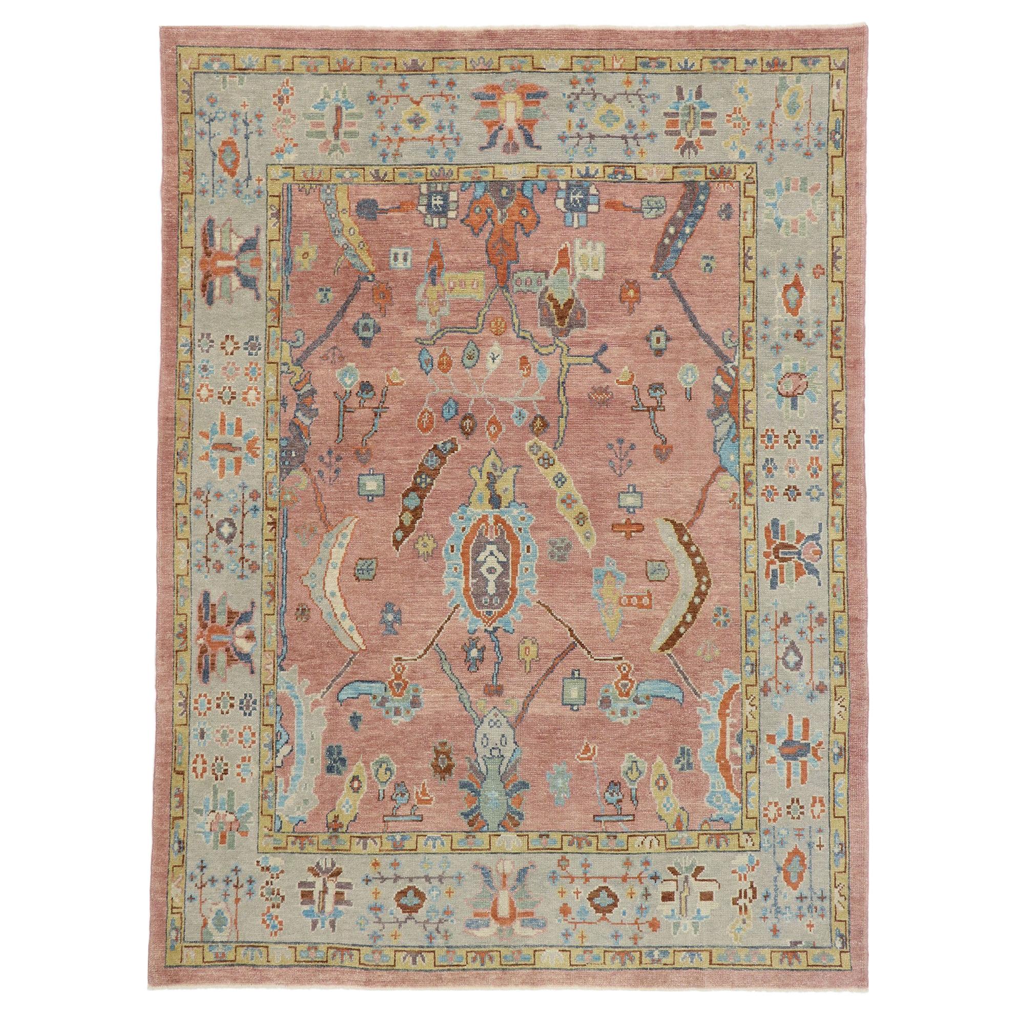 New Contemporary Turkish Oushak Rug with Modern Spanish Colonial Style For Sale