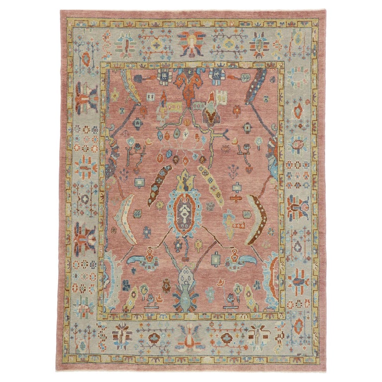 New Contemporary Turkish Oushak Rug with Modern Spanish Colonial Style