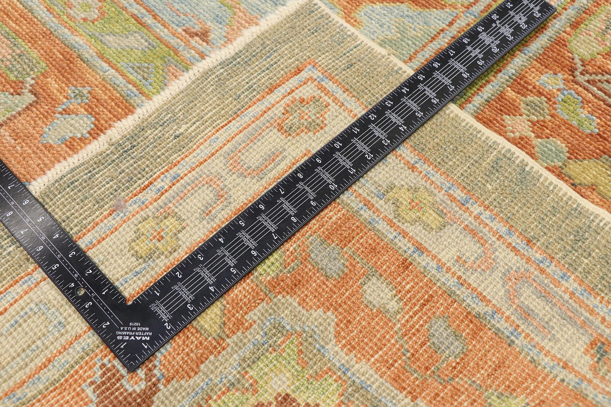 Wool New Contemporary Turkish Oushak Rug with Modern Spanish Revival Style