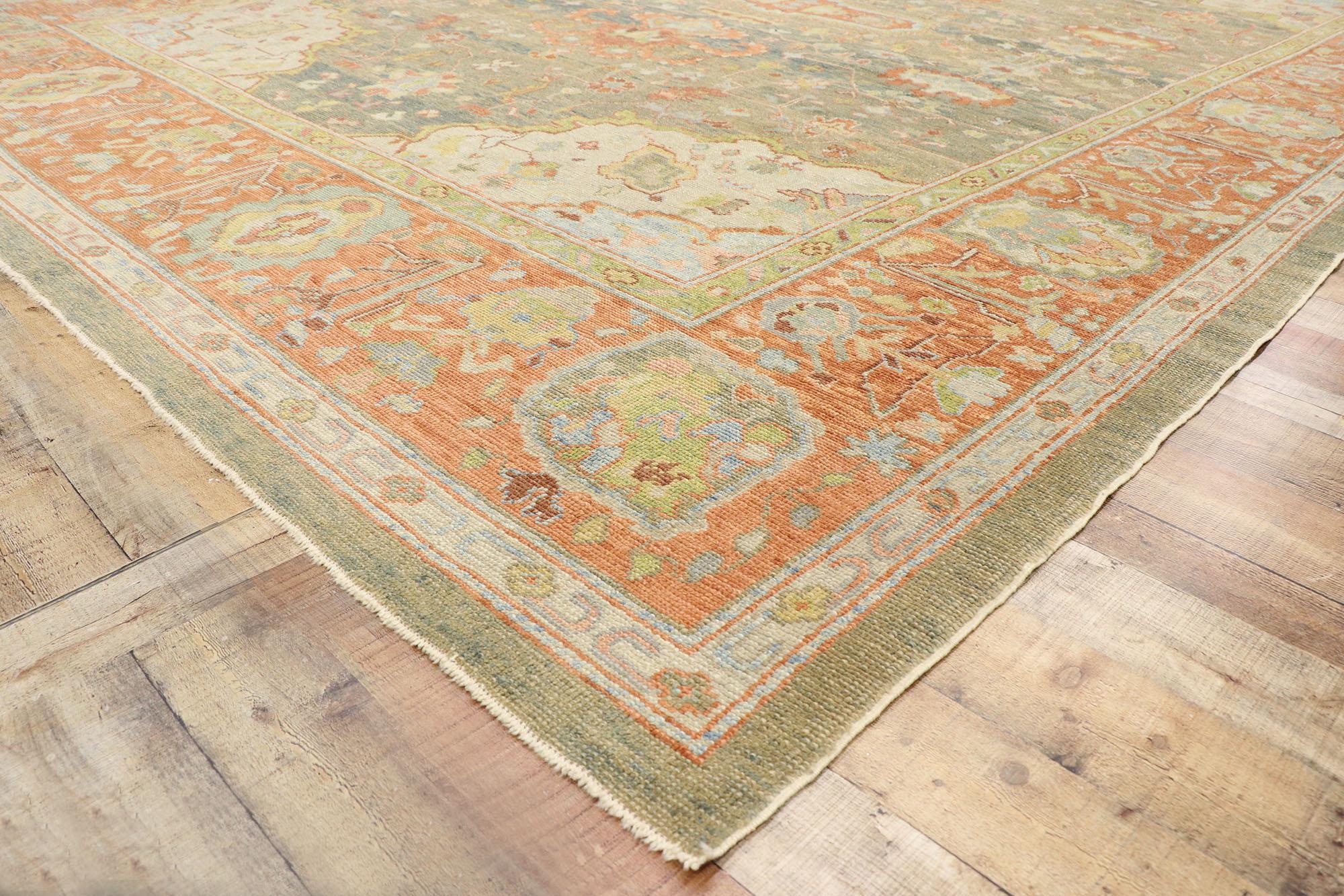New Contemporary Turkish Oushak Rug with Modern Spanish Revival Style 1