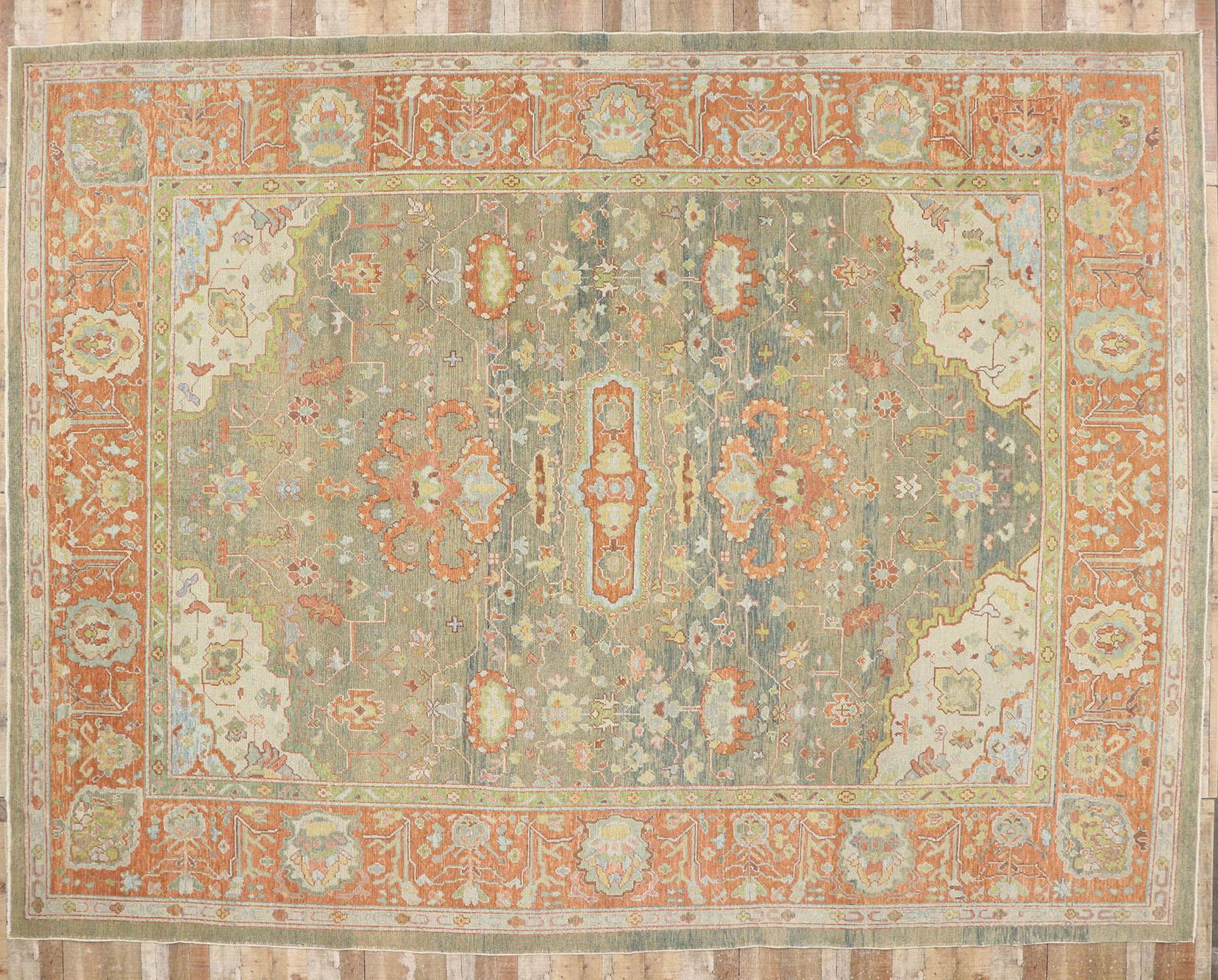 New Contemporary Turkish Oushak Rug with Modern Spanish Revival Style 3