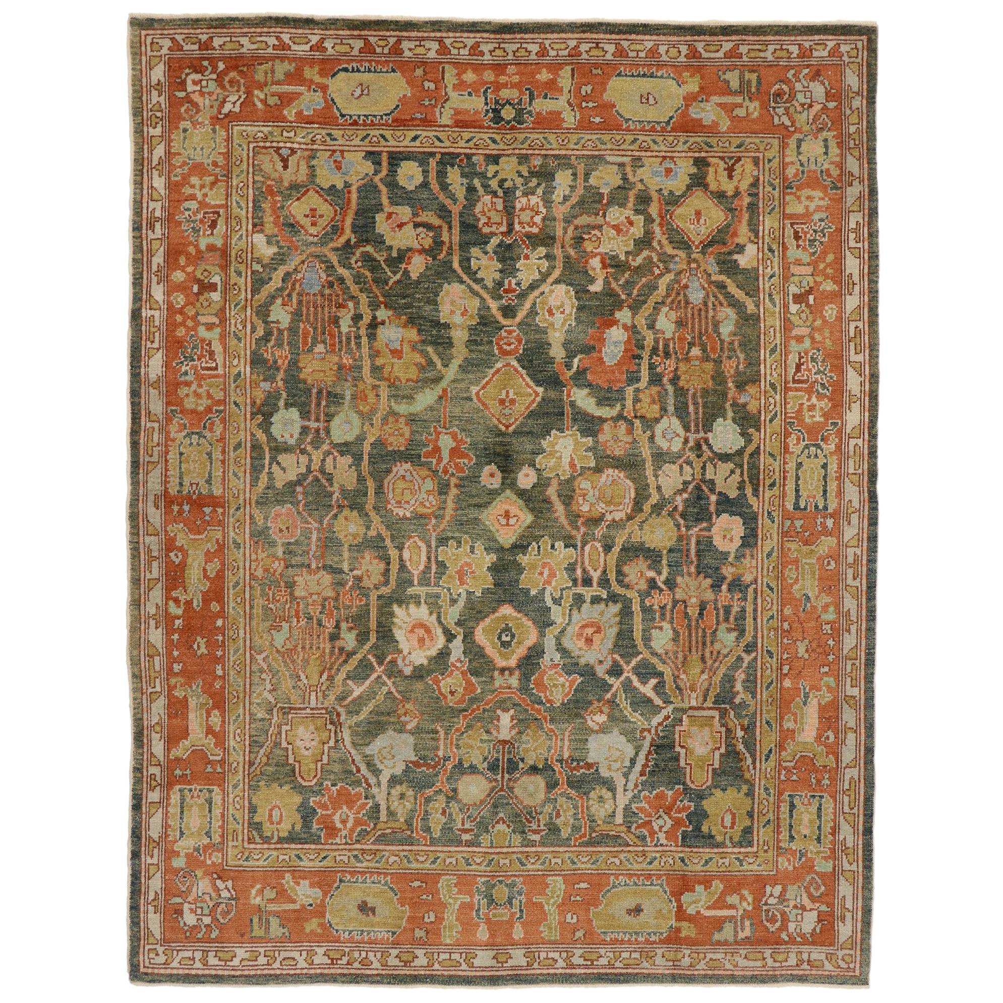 New Contemporary Turkish Oushak Rug with Modern Spanish Revival Style For Sale