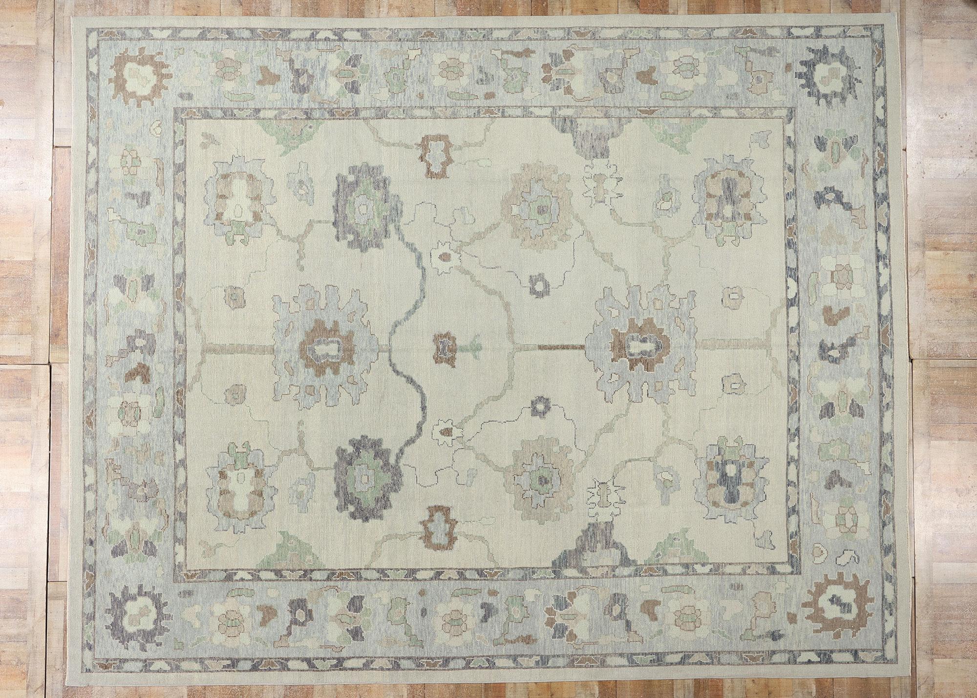 Neuer zeitgenössischer türkischer Oushak-Teppich mit modernem Stil, 12'06 x 15'08 im Angebot 2