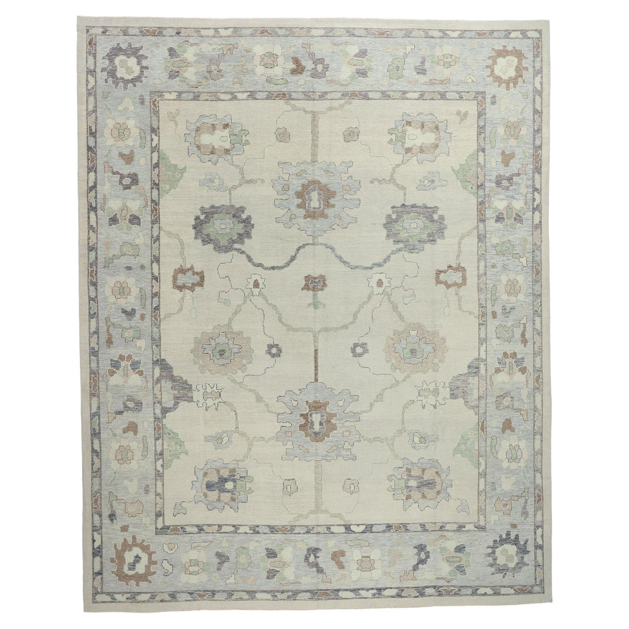 New Contemporary Turkish Oushak Rug with Modern Style, 12'06 x 15'08