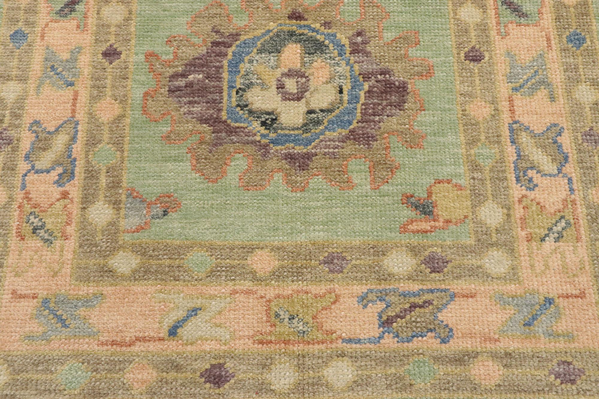 Wool New Contemporary Turkish Oushak Rug with Modern Style and Pastel Colors