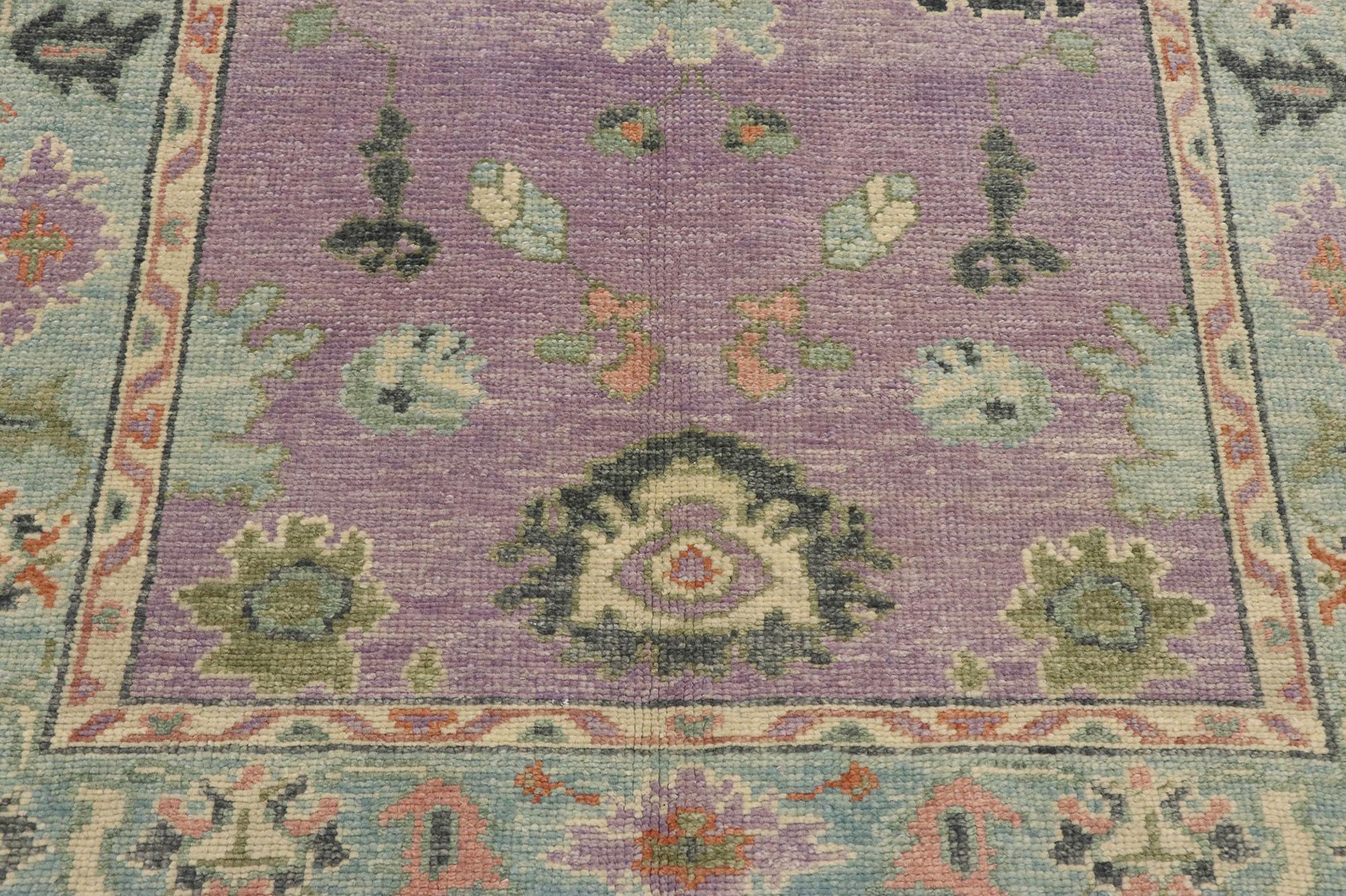 Wool Contemporary Turkish Oushak Rug with Modern Style and Pastel Colors For Sale