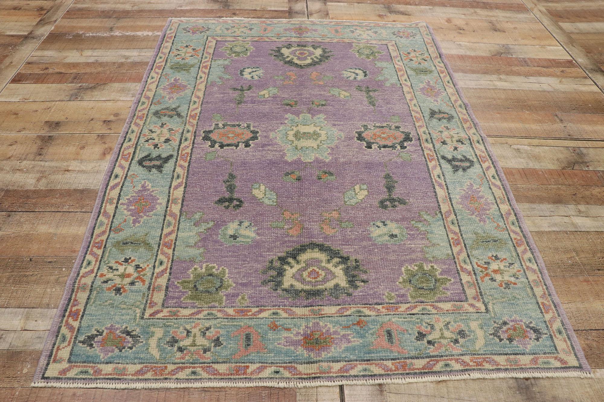 Contemporary Turkish Oushak Rug with Modern Style and Pastel Colors For Sale 3