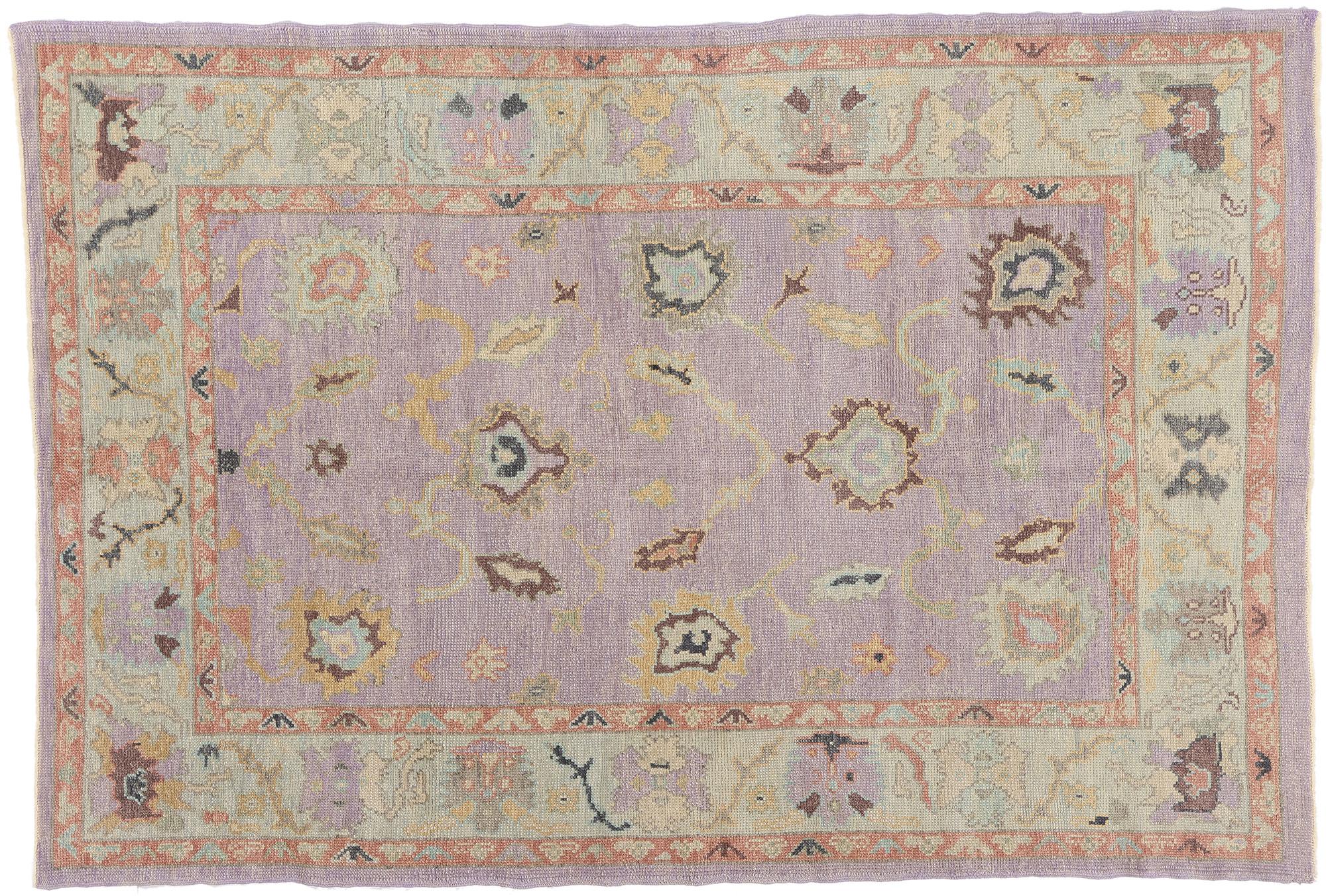 New Contemporary Turkish Oushak Rug with Modern Style For Sale 5